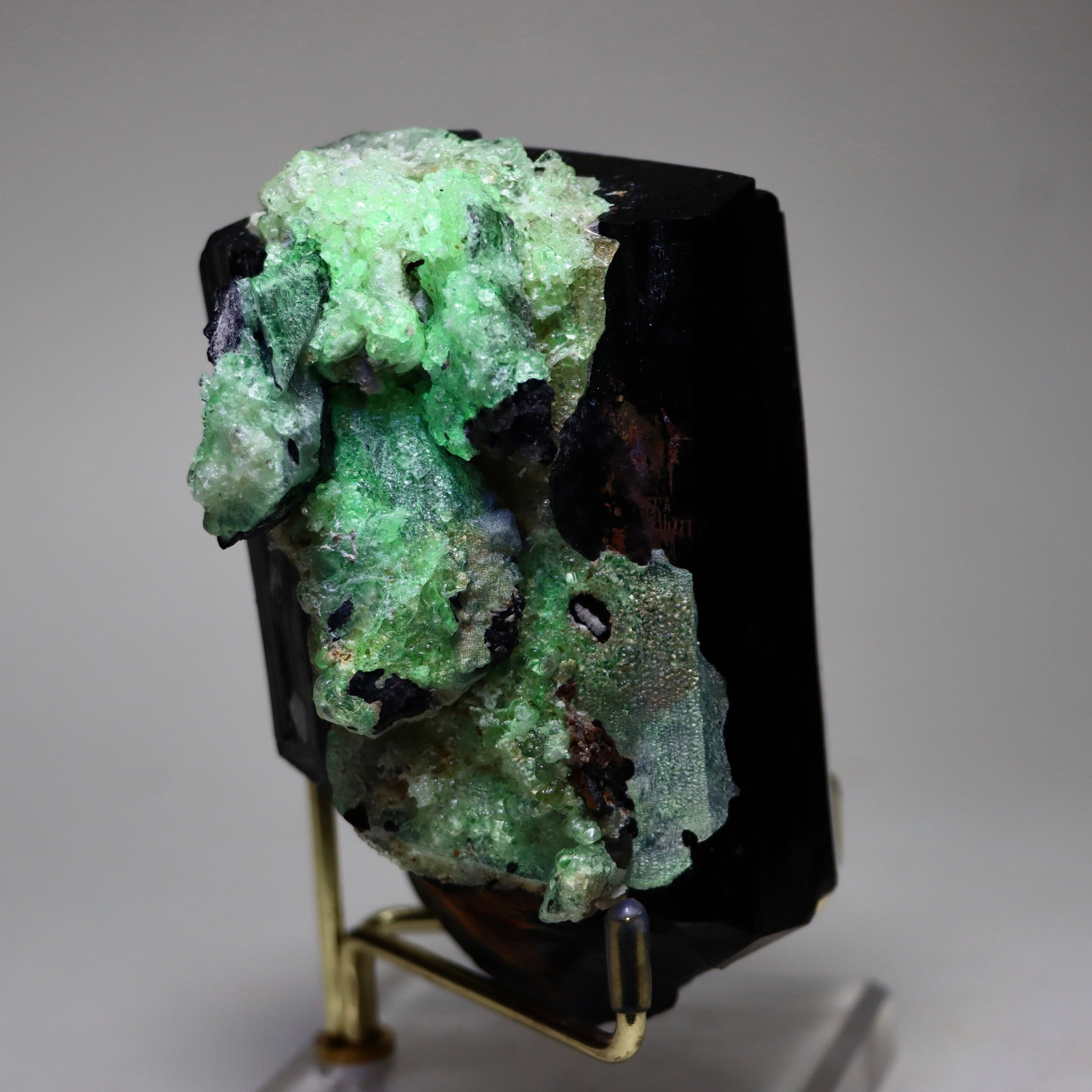 Erongo Schorl (Black Tourmaline) with Hyalite Opal | UV-Reactive Mineral Specimen from Namibia