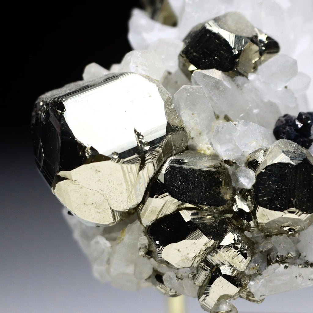 Peruvian Pyrite on Quartz with Sphalerite | Mineral Specimen