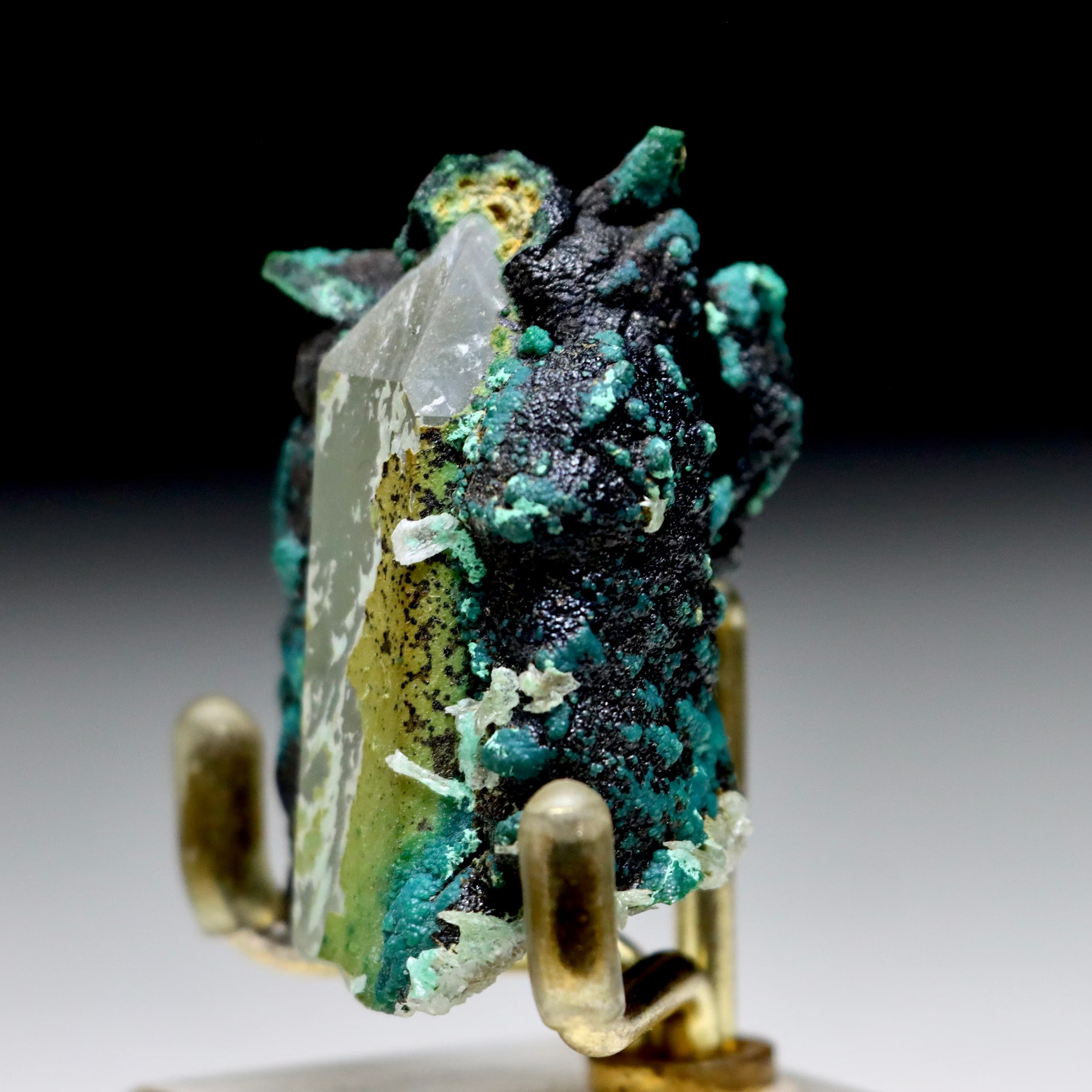 Chrysocolla after Calcite on Quartz | Pseudomorph Specimen