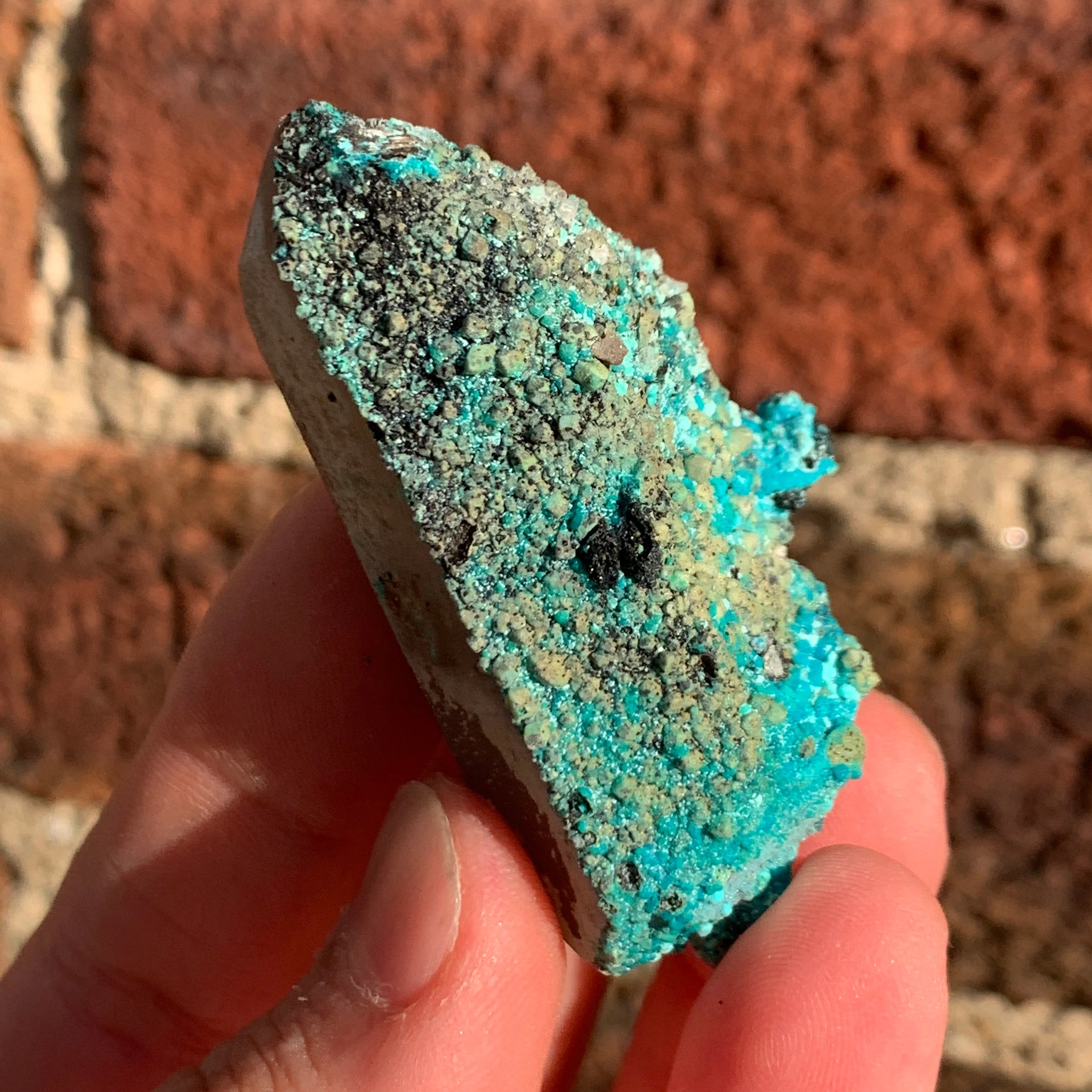 Chrysocolla on Quartz with Calcite | Natural Copper Mineral