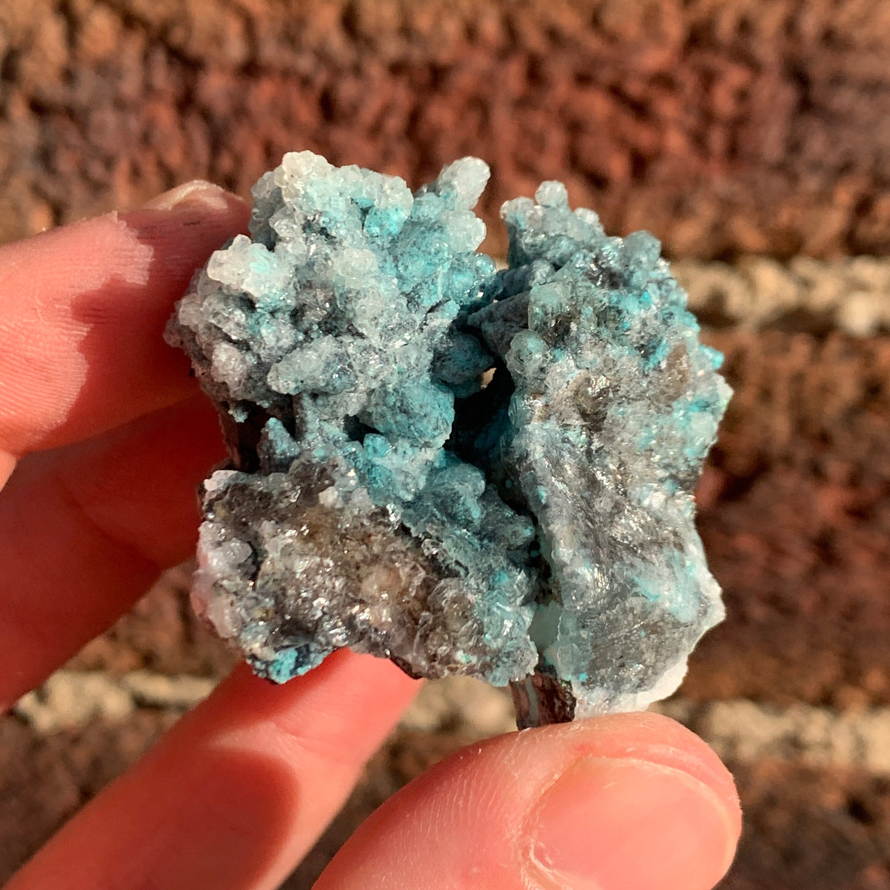 Chrysocolla & Calcite on Quartz