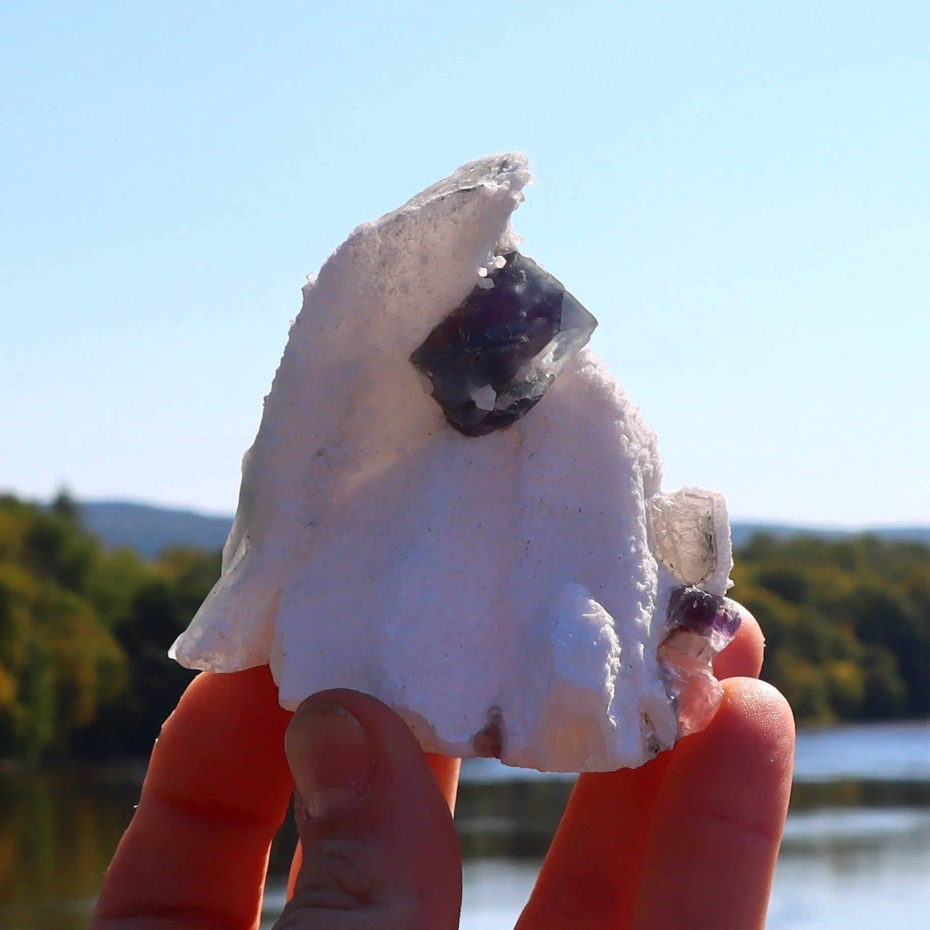 Octahedral Fluorite on Quartz | Natural Fluorite Crystal Fluorite Gemstone Raw Fluorite Chinese Fluorite Mineral Specimen