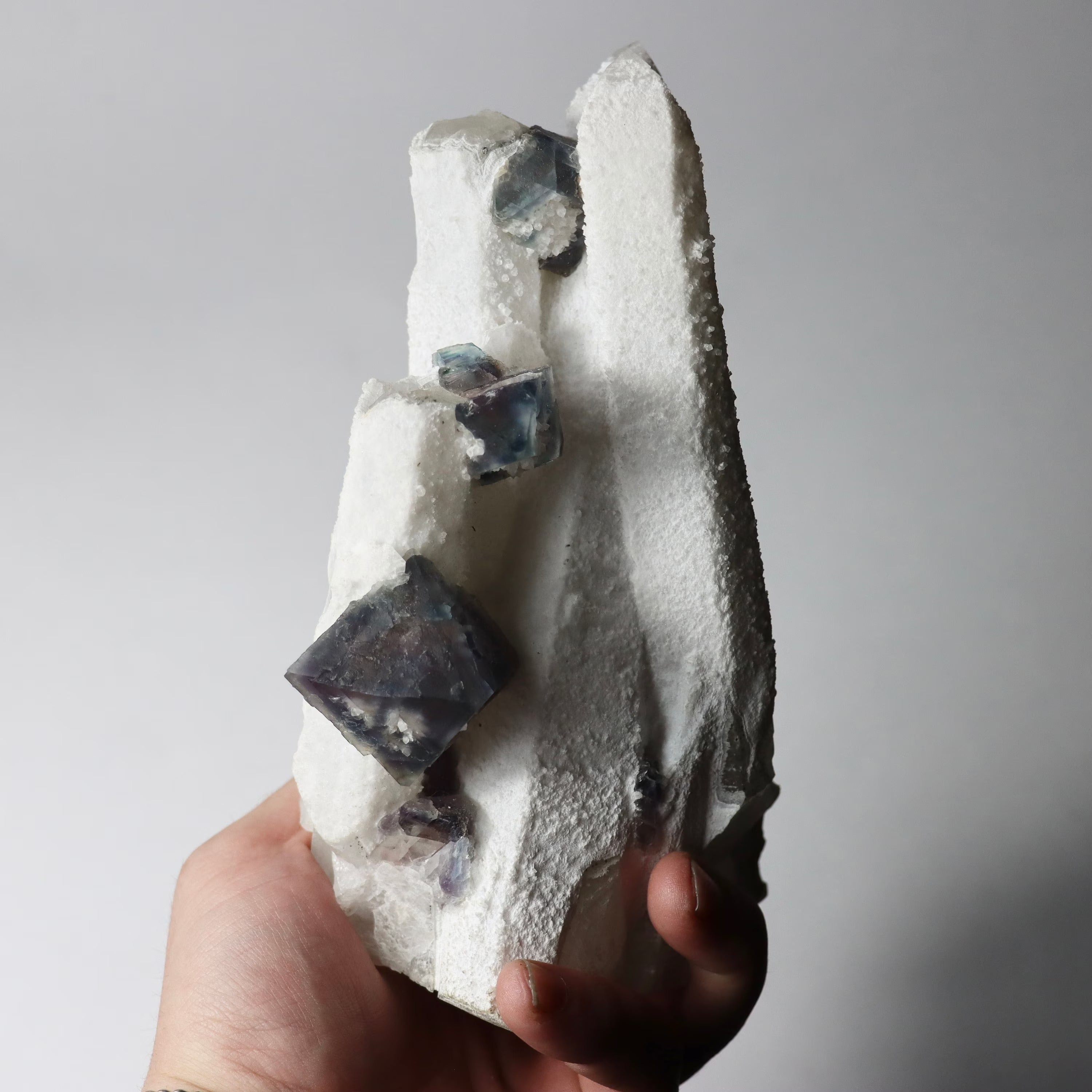 Octahedral Fluorite on Quartz | Natural Fluorite Crystal Specimen from Huanggangliang Mine, Inner Mongolia