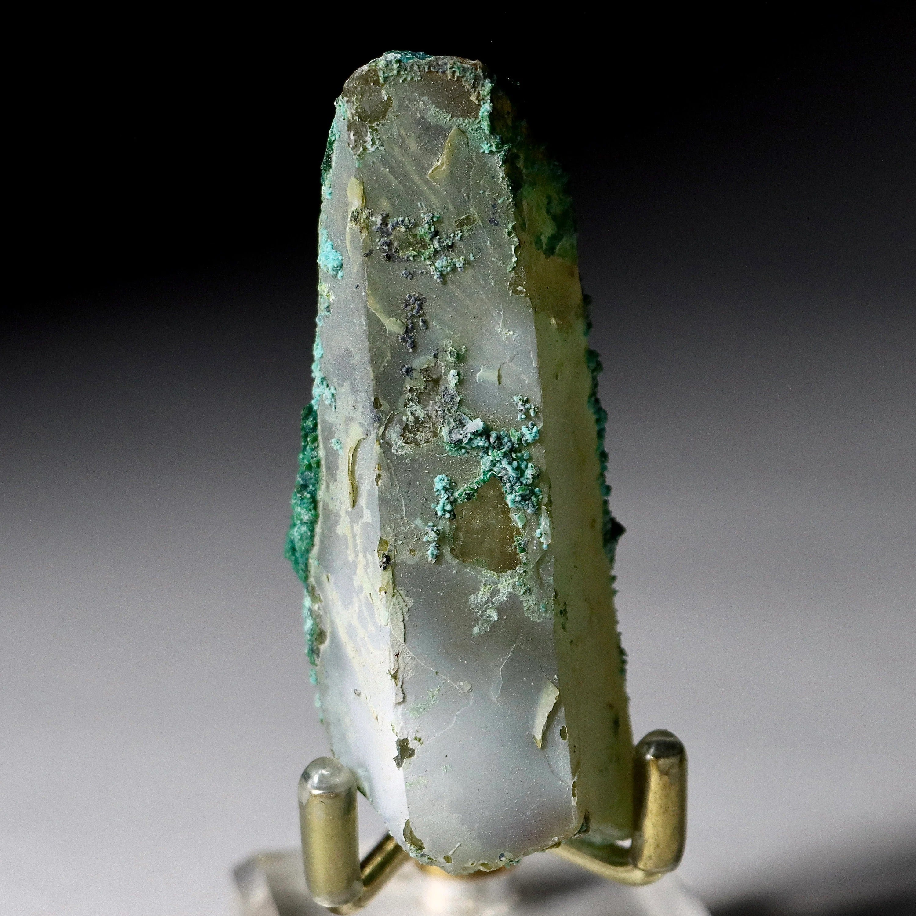 Chrysocolla on Quartz with Malachite | Natural Mineral Specimen