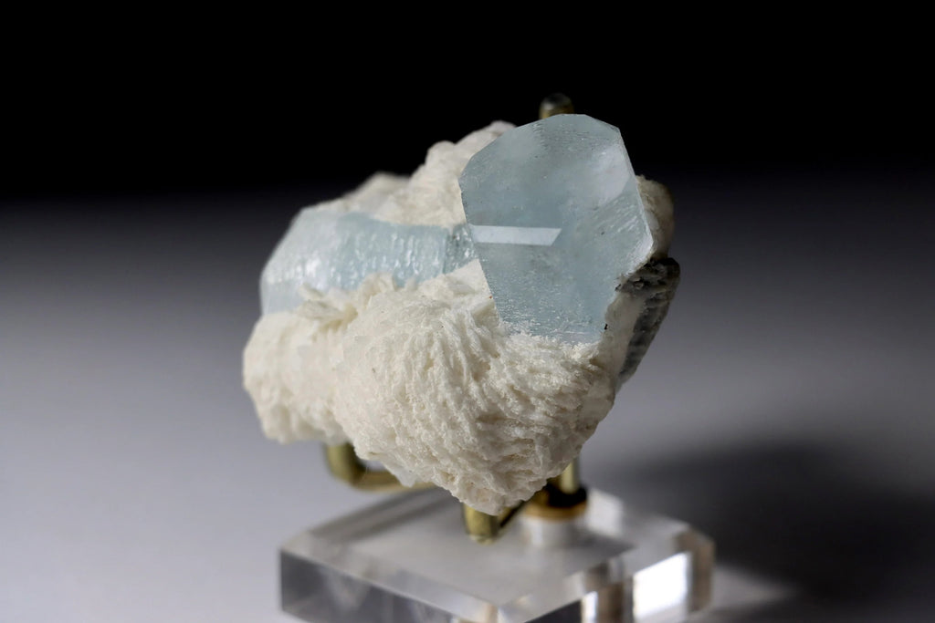 Aquamarine Crystal in Albite Rosettes | Natural Aquamarine Mineral Specimen from Shigar Valley, Pakistan