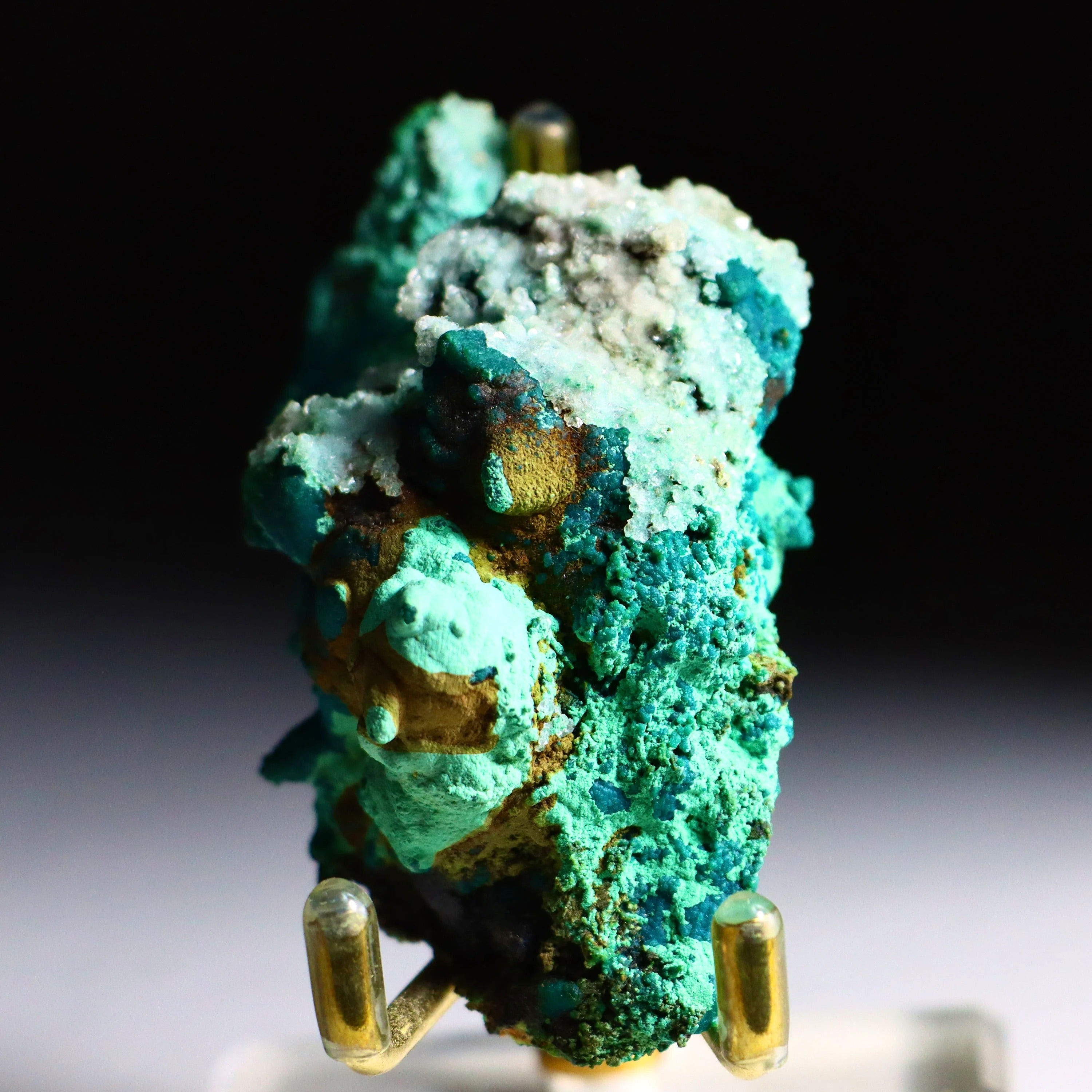 Chrysocolla on Quartz with Malachite & Calcite Pseudomorphs