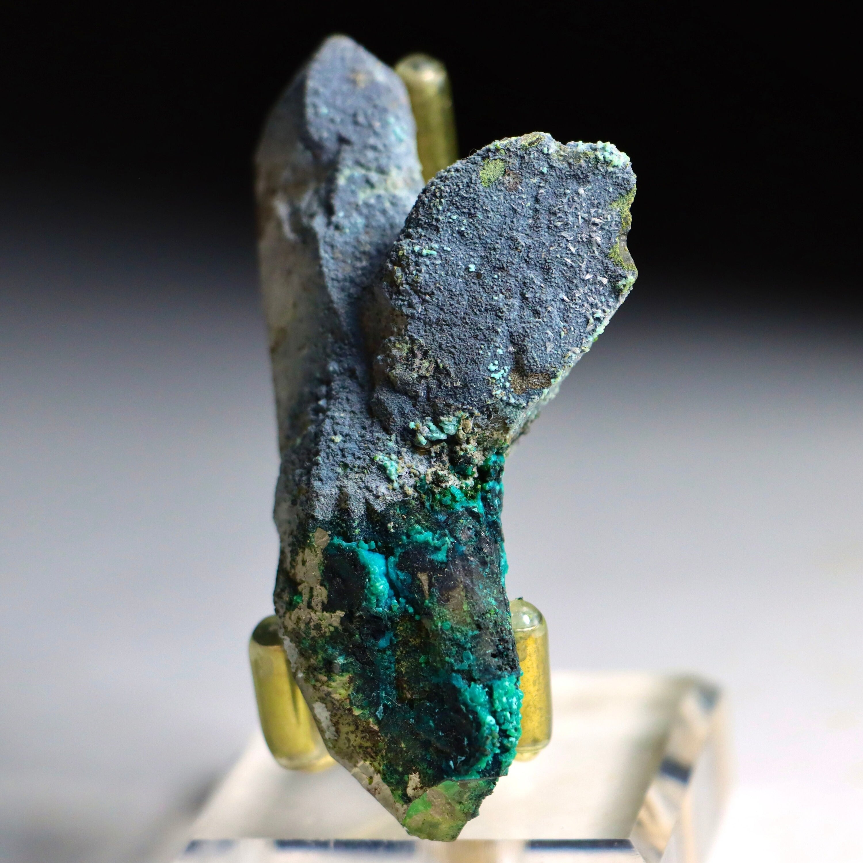 Chrysocolla on Quartz with Malachite