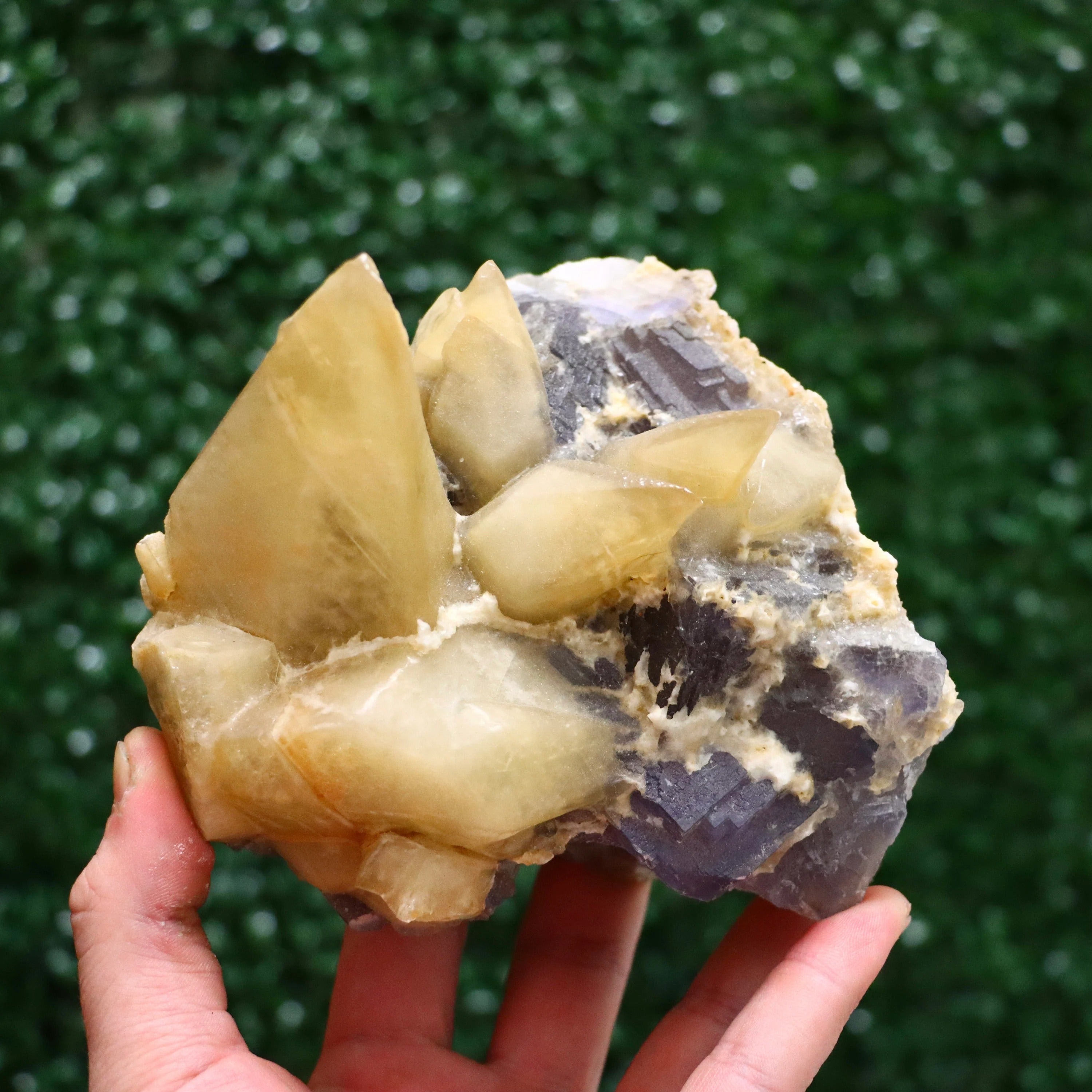 Calcite with Fluorite | Natural Fluorite Crystal Fluorite Gemstone Raw Fluorite Mineral Specimen
