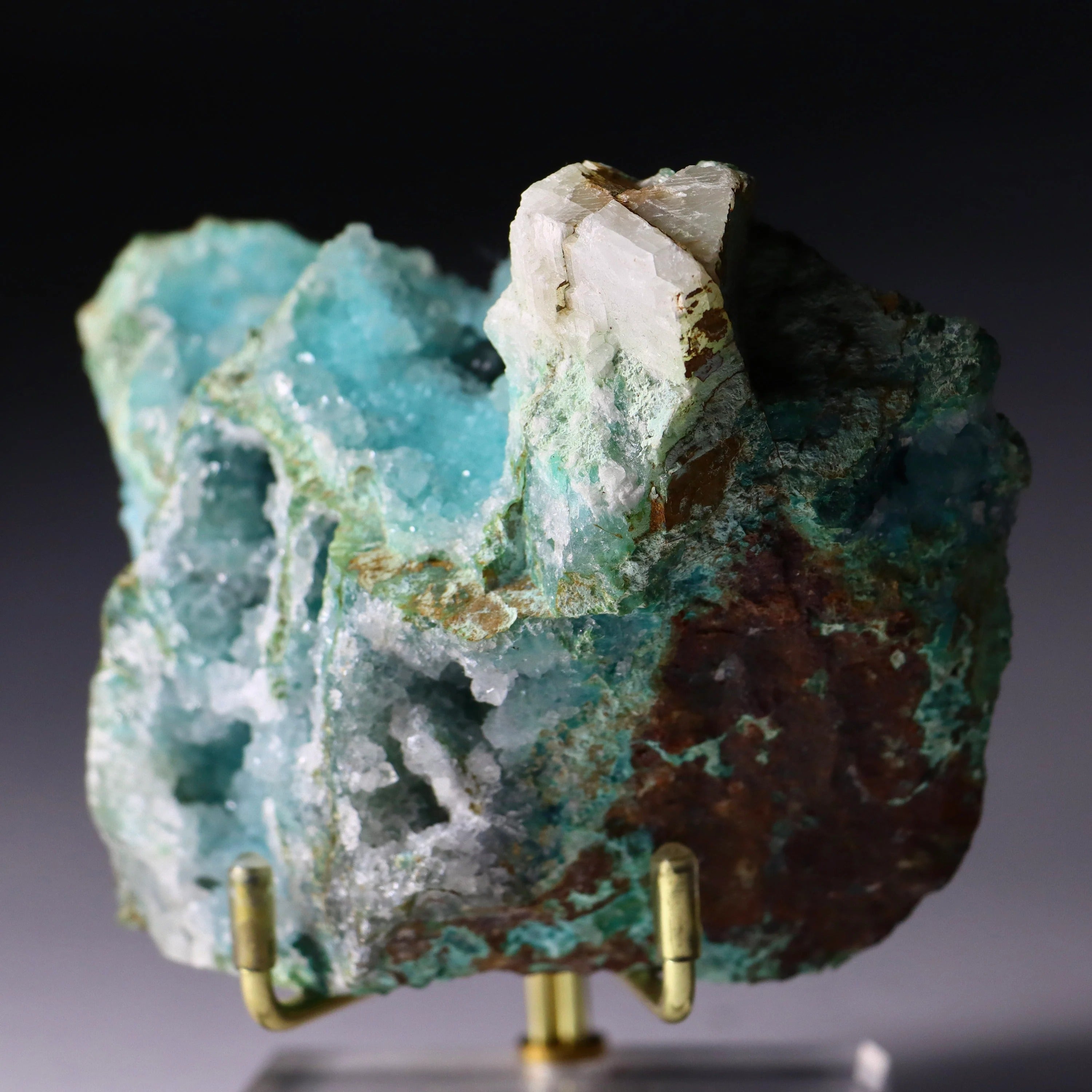 Druzy Quartz on Chrysocolla & Malachite with Atacamite and Calcite | Fine Mineral Specimen from Lily Mine, Peru