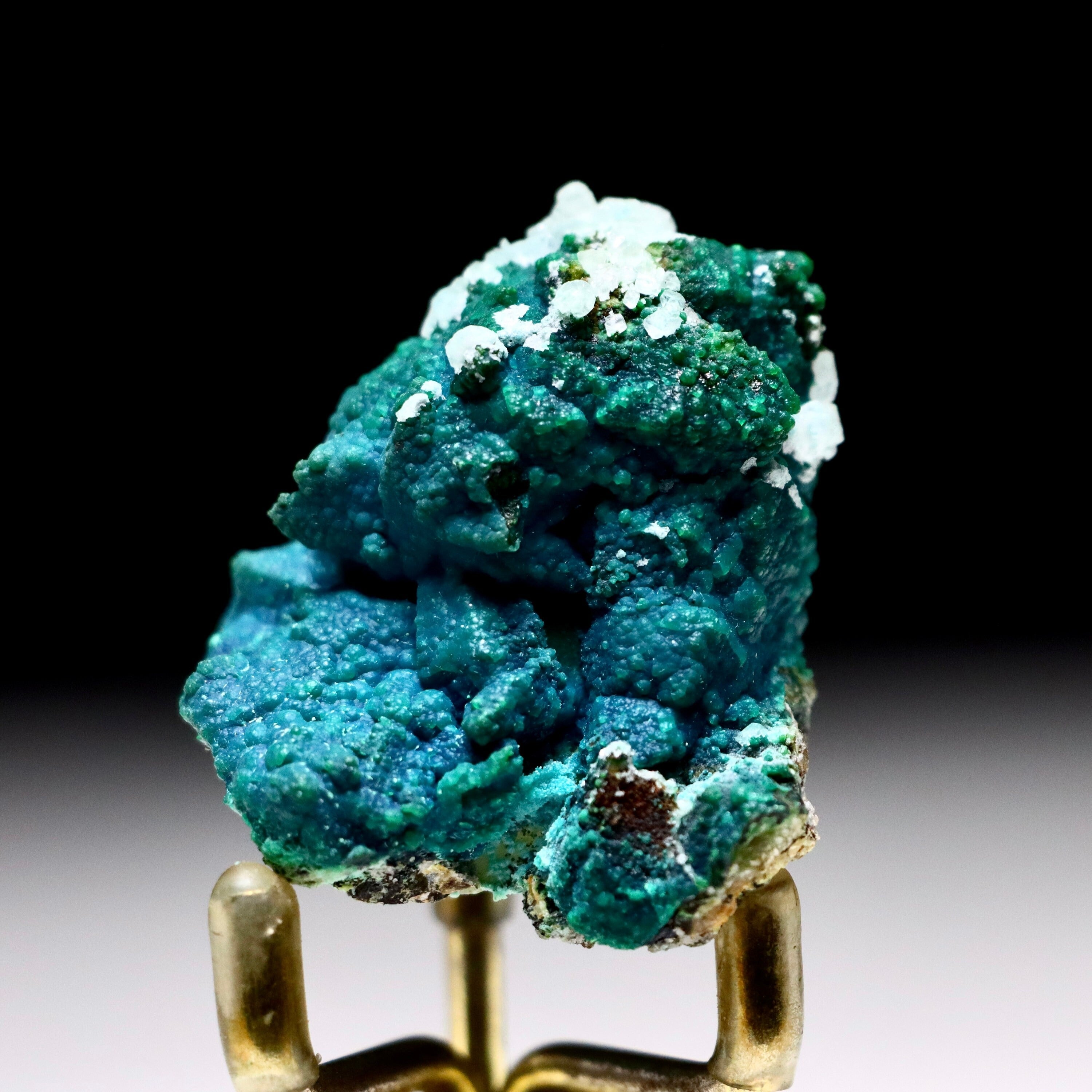 Chrysocolla after Calcite w/ Chrysocolla on Quartz