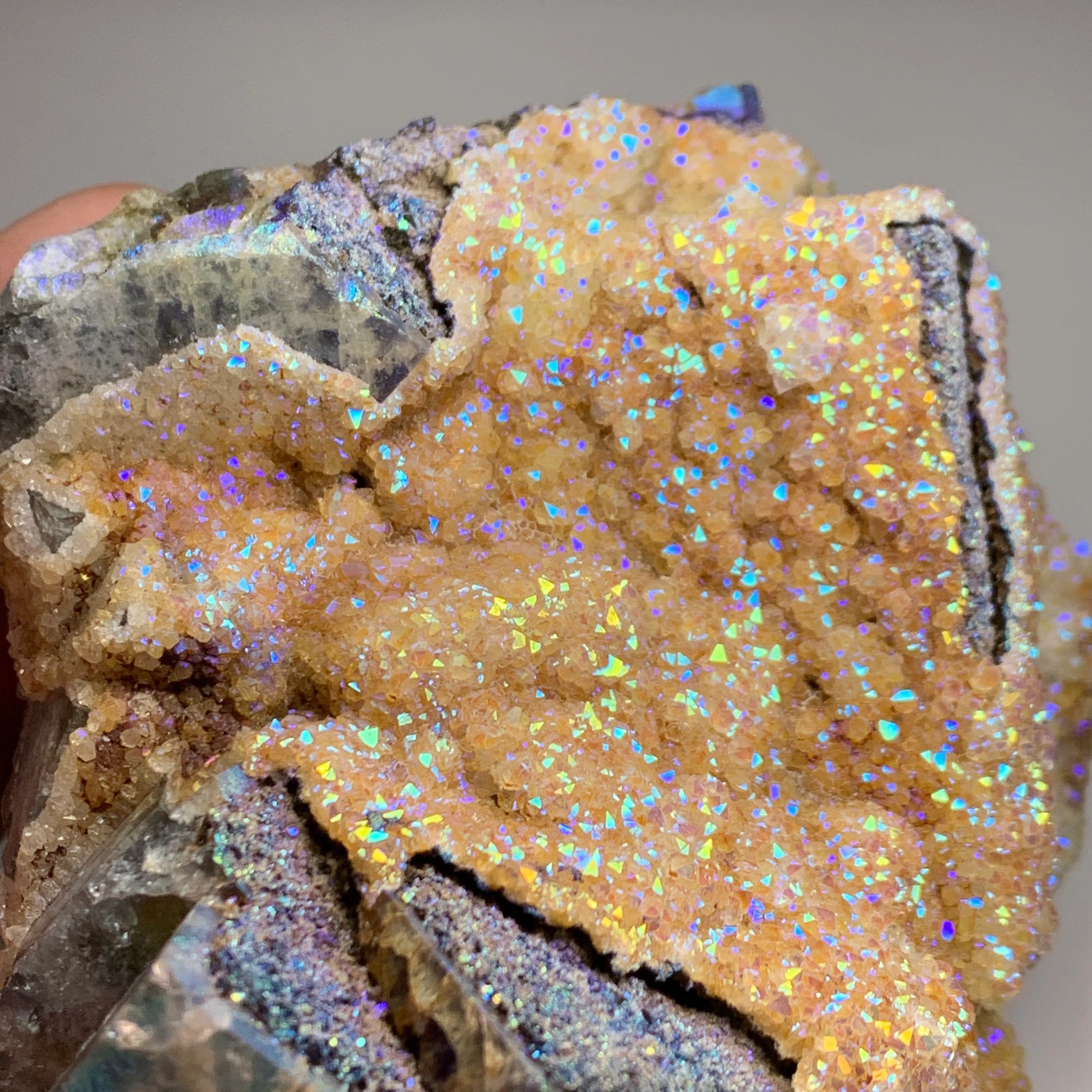 Large Flame Fluorite with Titanium Aura Quartz | Treated Rogerley Fluorite from Diana Maria Mine, England