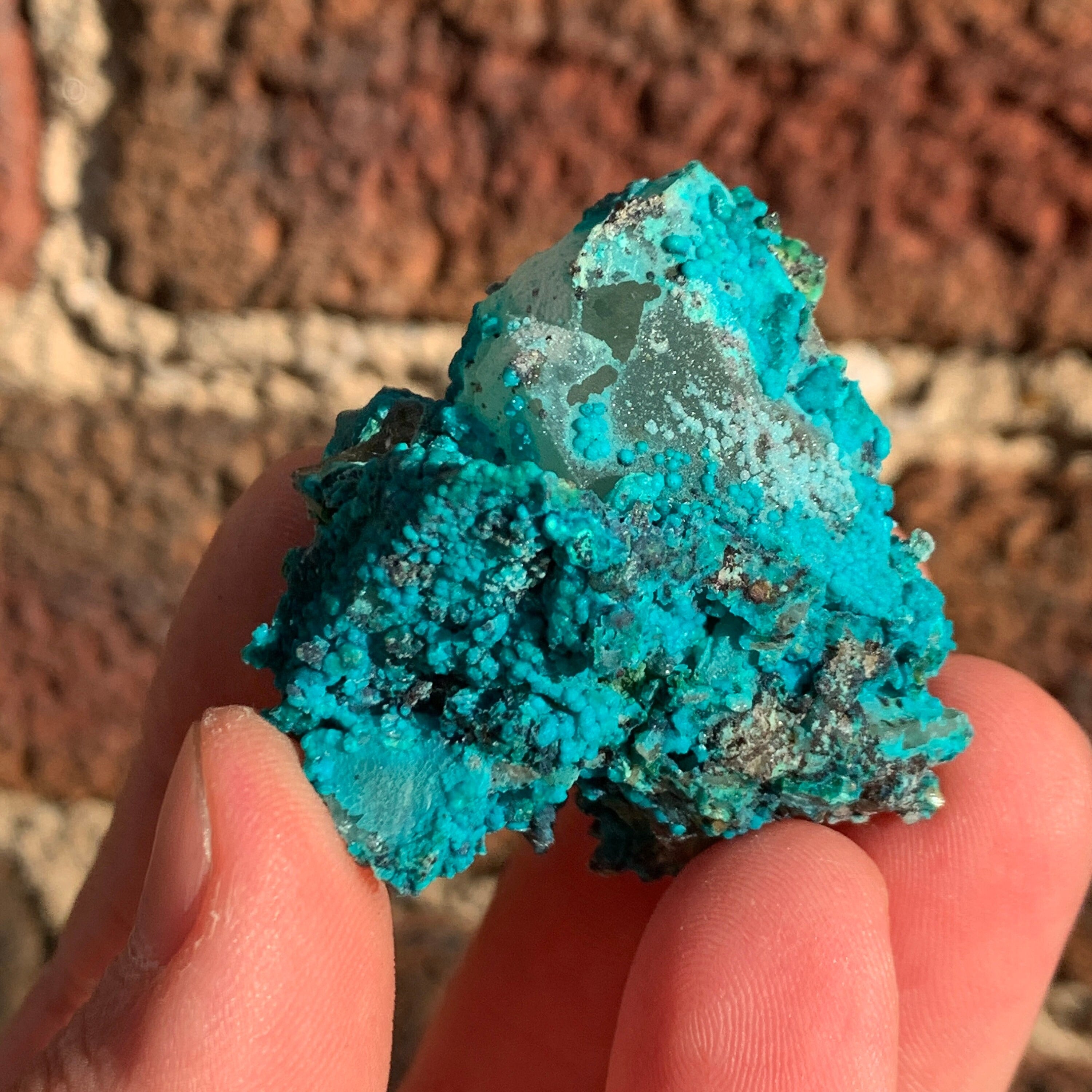 Chrysocolla on Quartz with Malachite | Natural Mineral Specimen