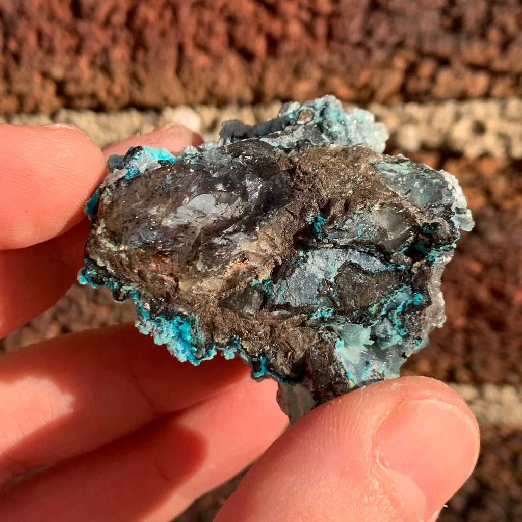 Chrysocolla & Calcite on Quartz