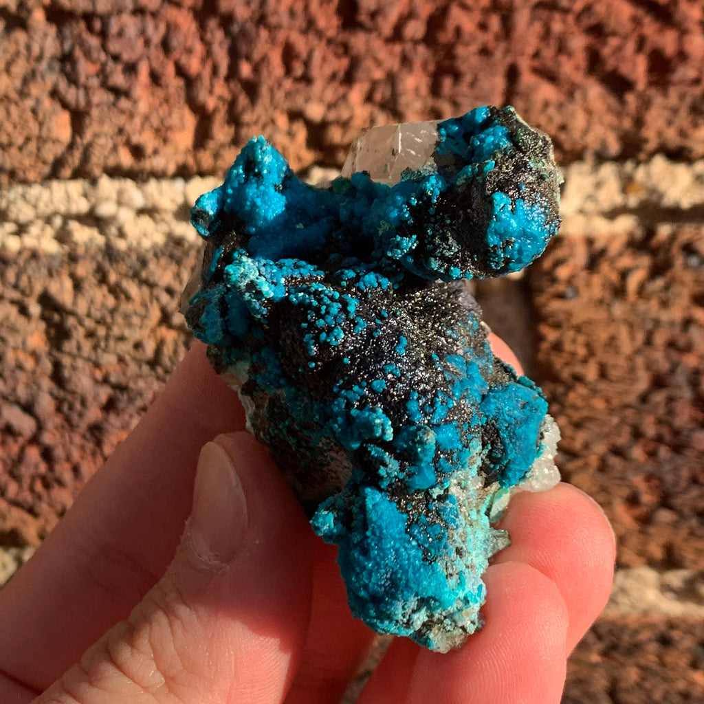 Chrysocolla after Calcite on Quartz | Raw Quartz Crystal Raw Crystal Natural Quartz Stone Healing Crystal Point Quartz Smokey