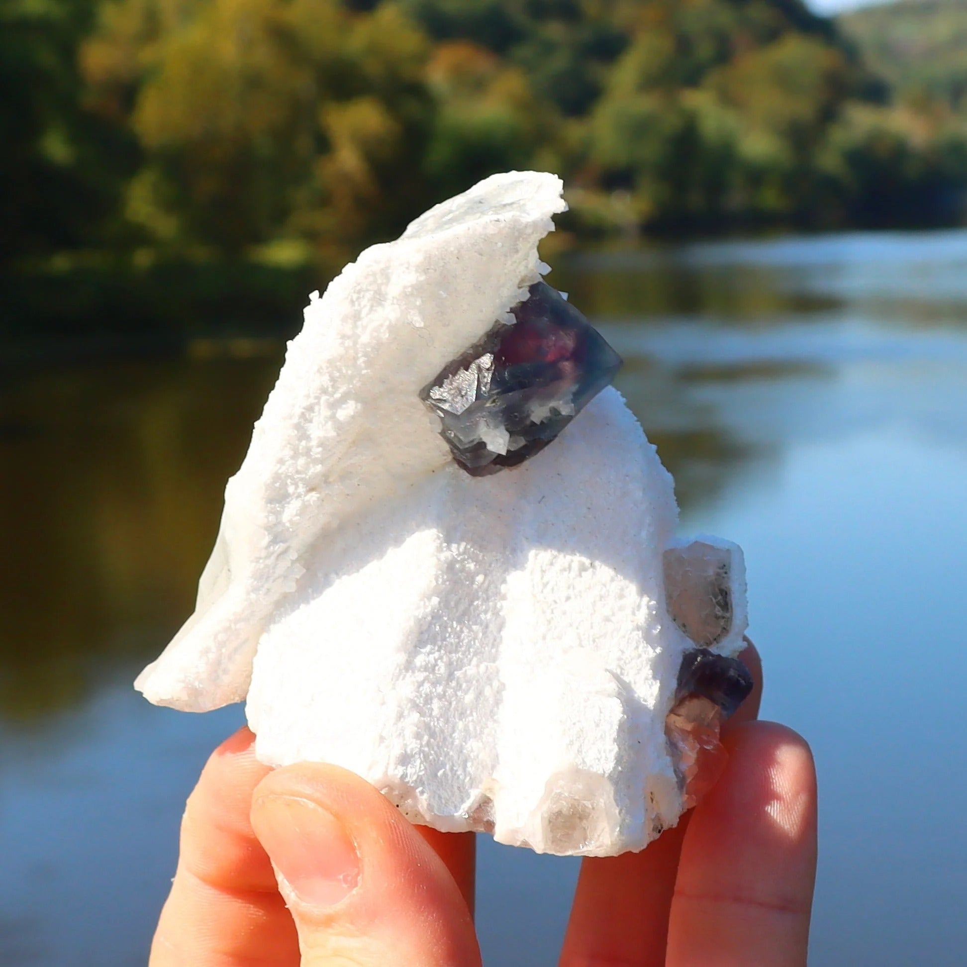 Octahedral Fluorite on Quartz | Natural Fluorite Crystal Fluorite Gemstone Raw Fluorite Chinese Fluorite Mineral Specimen