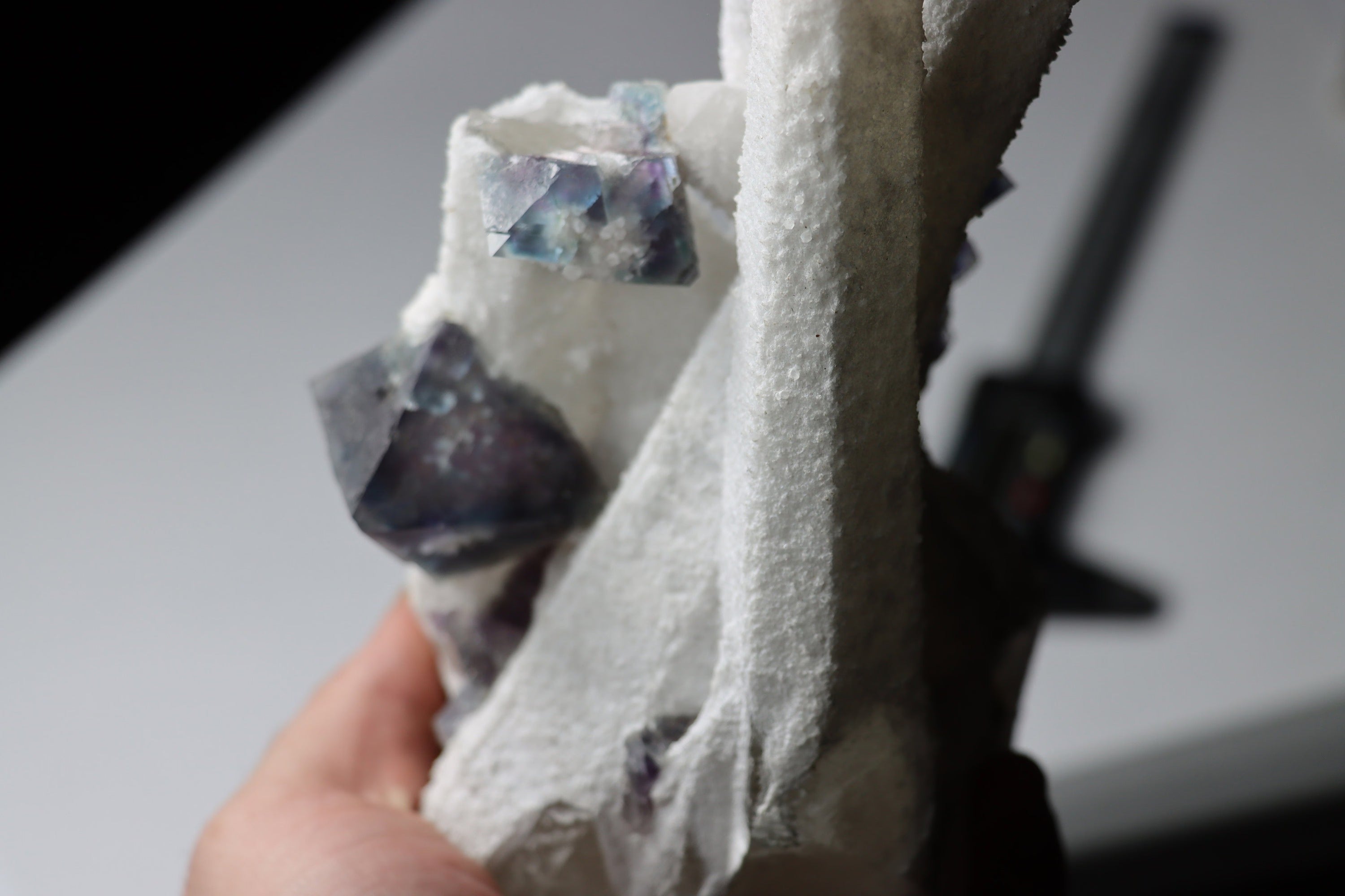 Octahedral Fluorite on Quartz | Natural Fluorite Crystal Specimen from Huanggangliang Mine, Inner Mongolia