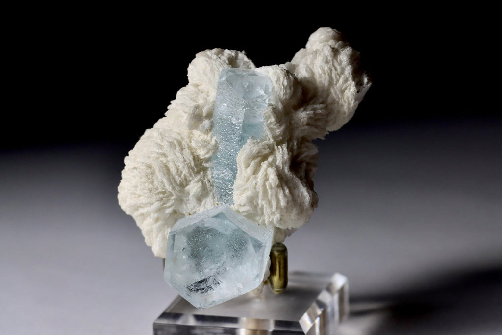 Aquamarine Crystal in Albite Rosettes | Natural Aquamarine Mineral Specimen from Shigar Valley, Pakistan