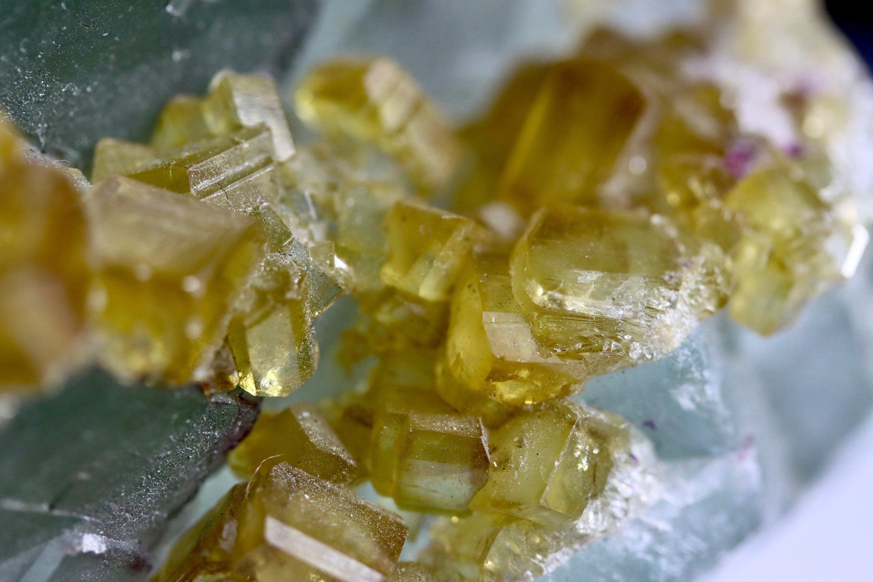 Green Fluorite with Golden Barite | Natural Cubic Fluorite Crystal from Xiefang Mine, Jiangxi, China