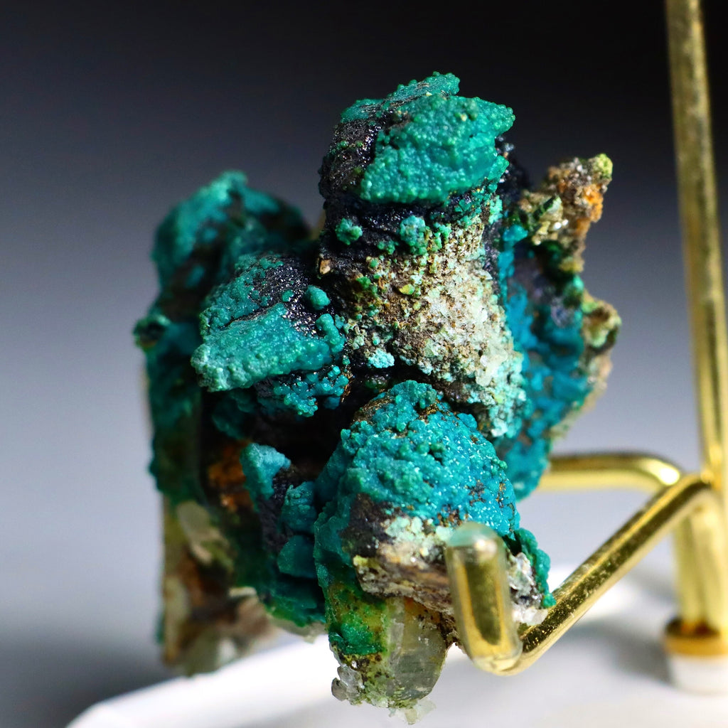 Chrysocolla on Quartz with Calcite Pseudomorphs | Peru