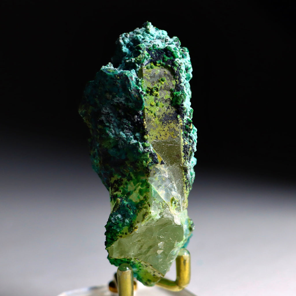 Chrysocolla on Quartz with Malachite | Natural Mineral Specimen