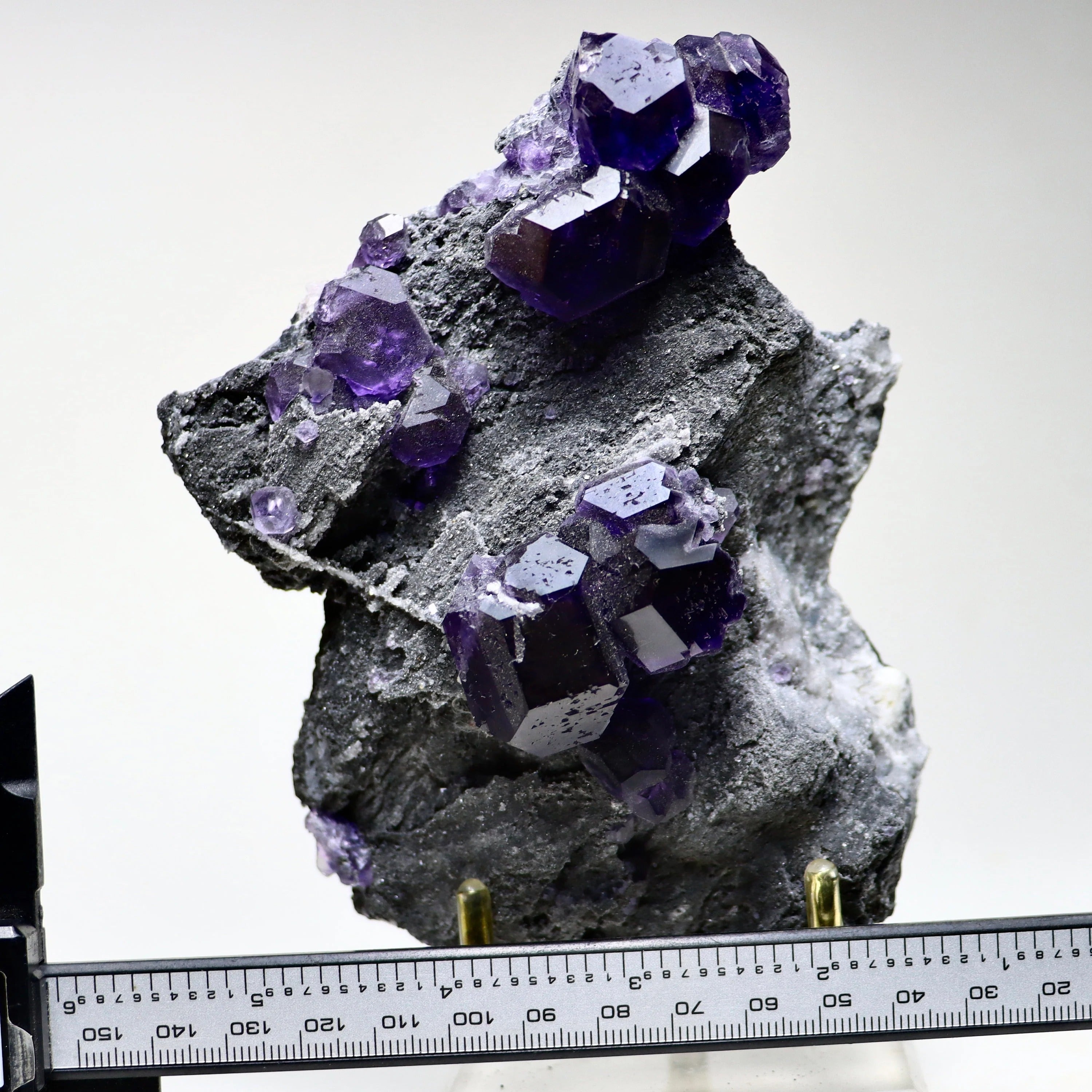 Purple “Tanzanite” Fluorite on Druzy Quartz Matrix | Natural Cubic Fluorite from Xiayang Mine, Fujian, China