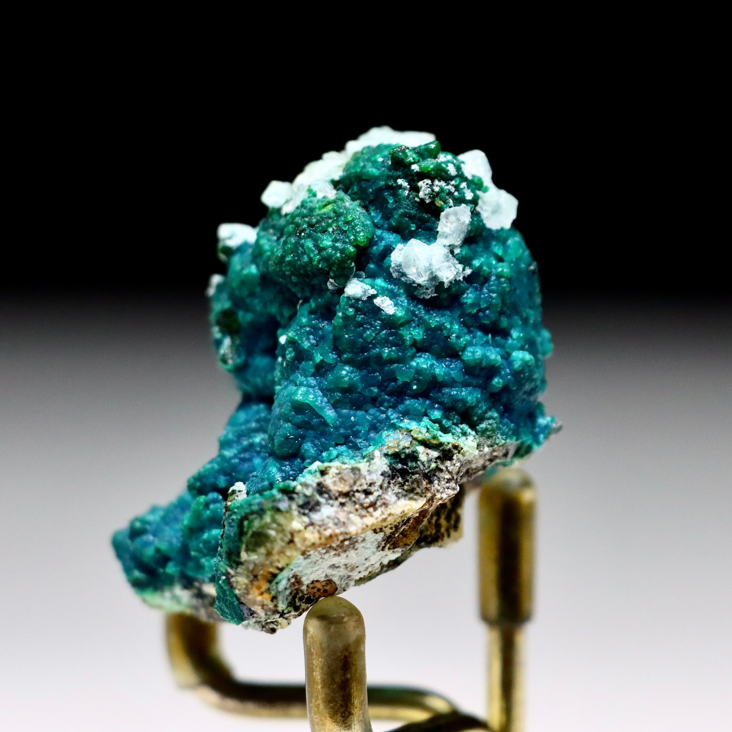 Chrysocolla after Calcite w/ Chrysocolla on Quartz