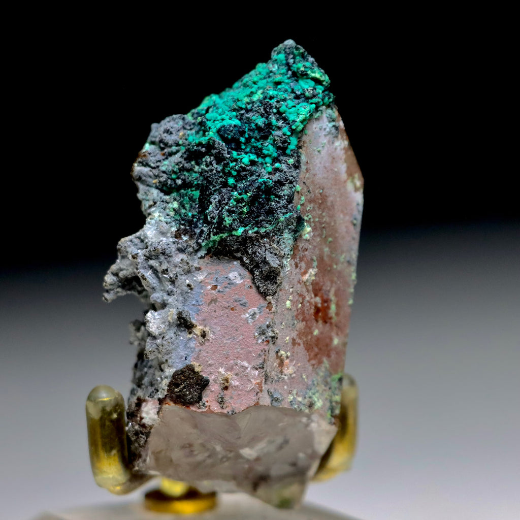 Chrysocolla on Quartz w/ Hematite Malachite & Calcite