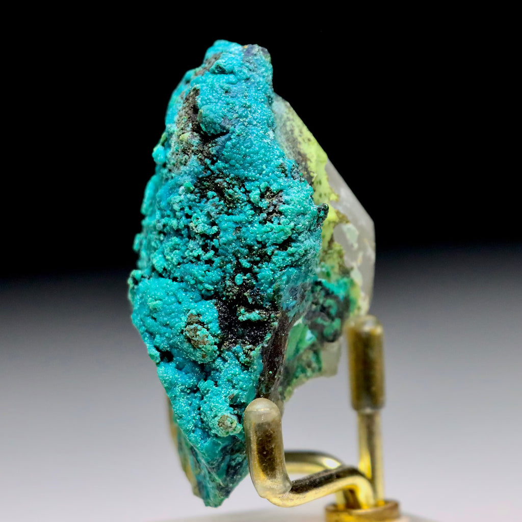 Chrysocolla after Calcite w/ Chrysocolla on Quartz w/ Malachite