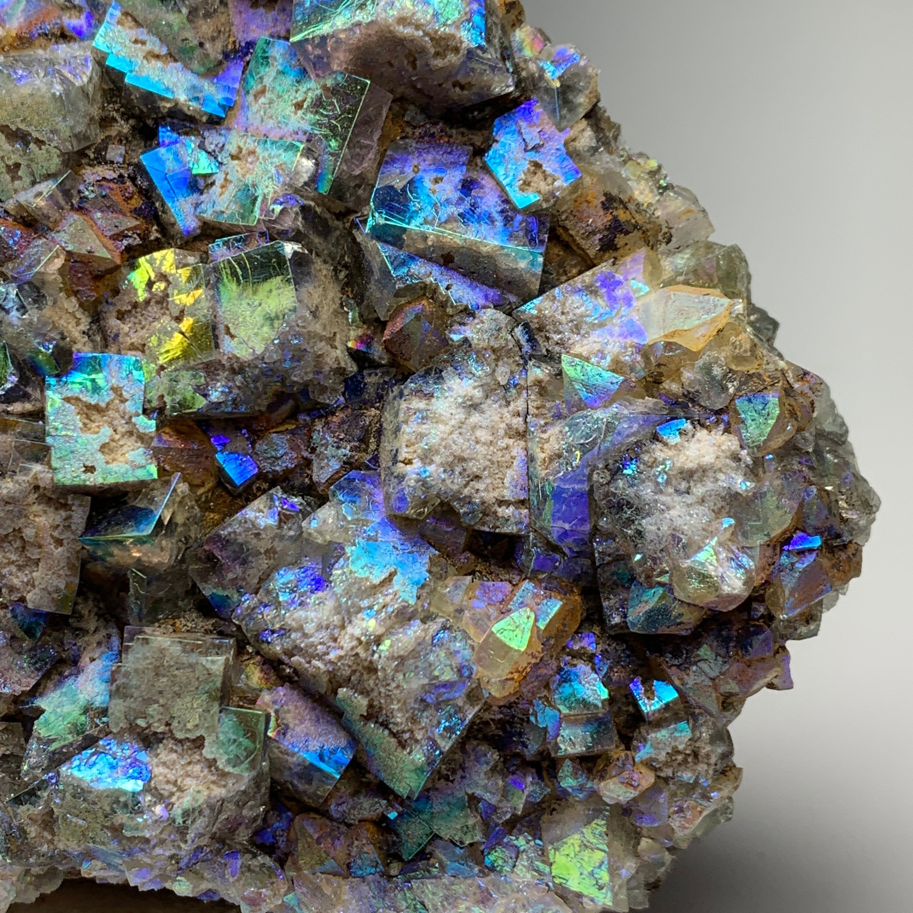 Large Flame Fluorite with Titanium Aura Quartz | Treated Rogerley Fluorite from Diana Maria Mine, England