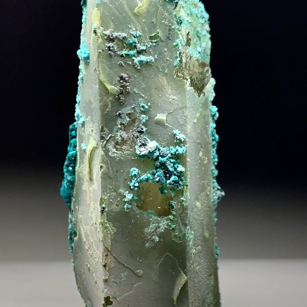 Chrysocolla on Quartz with Malachite | Natural Mineral Specimen
