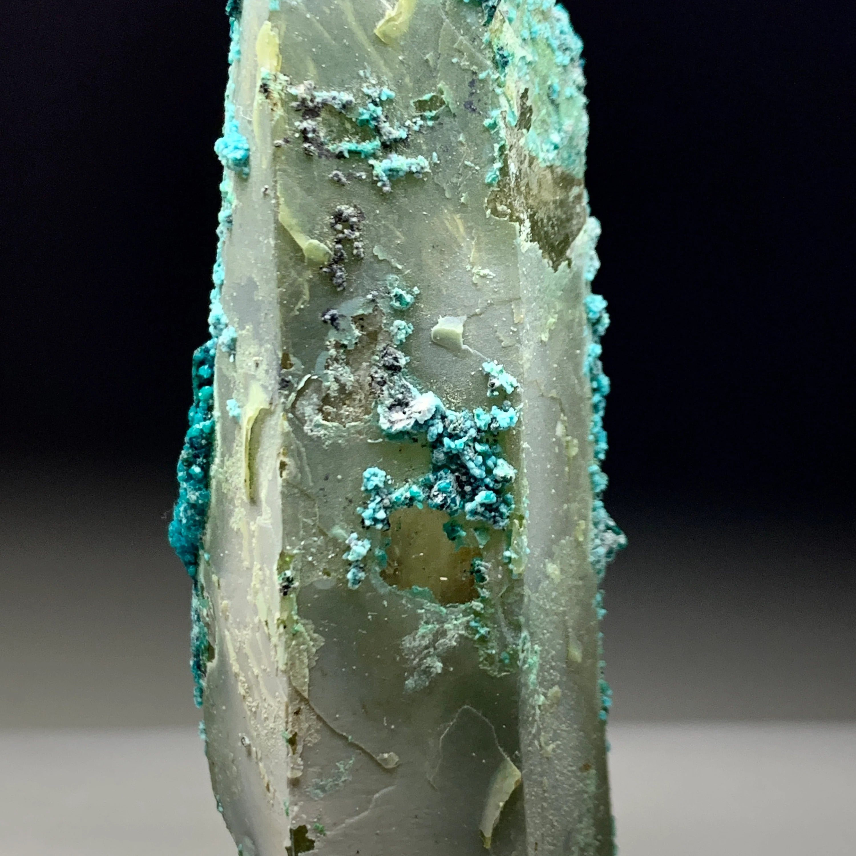 Chrysocolla on Quartz with Malachite | Natural Mineral Specimen
