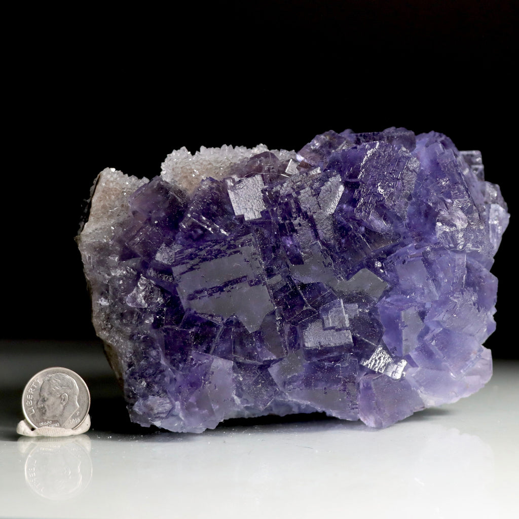 Fluorite with Druzy Quartz | Natural Fluorite Crystal from La Viesca Mine, Spain