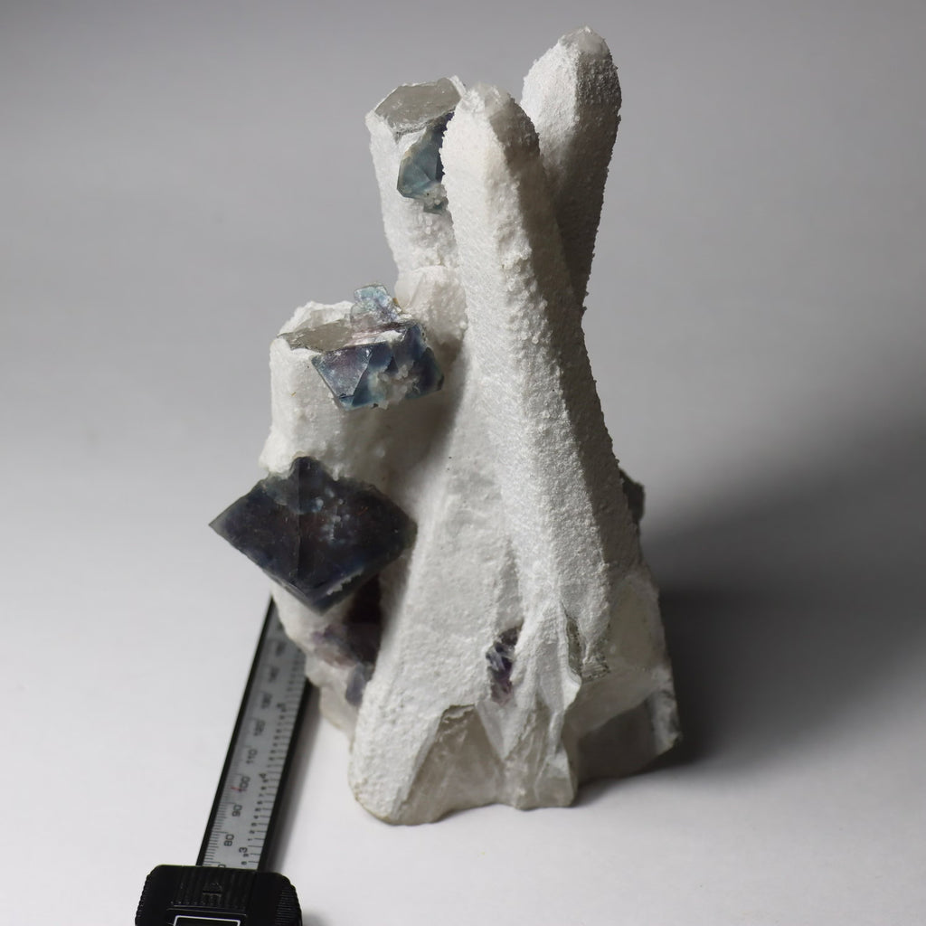 Octahedral Fluorite on Quartz | Natural Fluorite Crystal Specimen from Huanggangliang Mine, Inner Mongolia