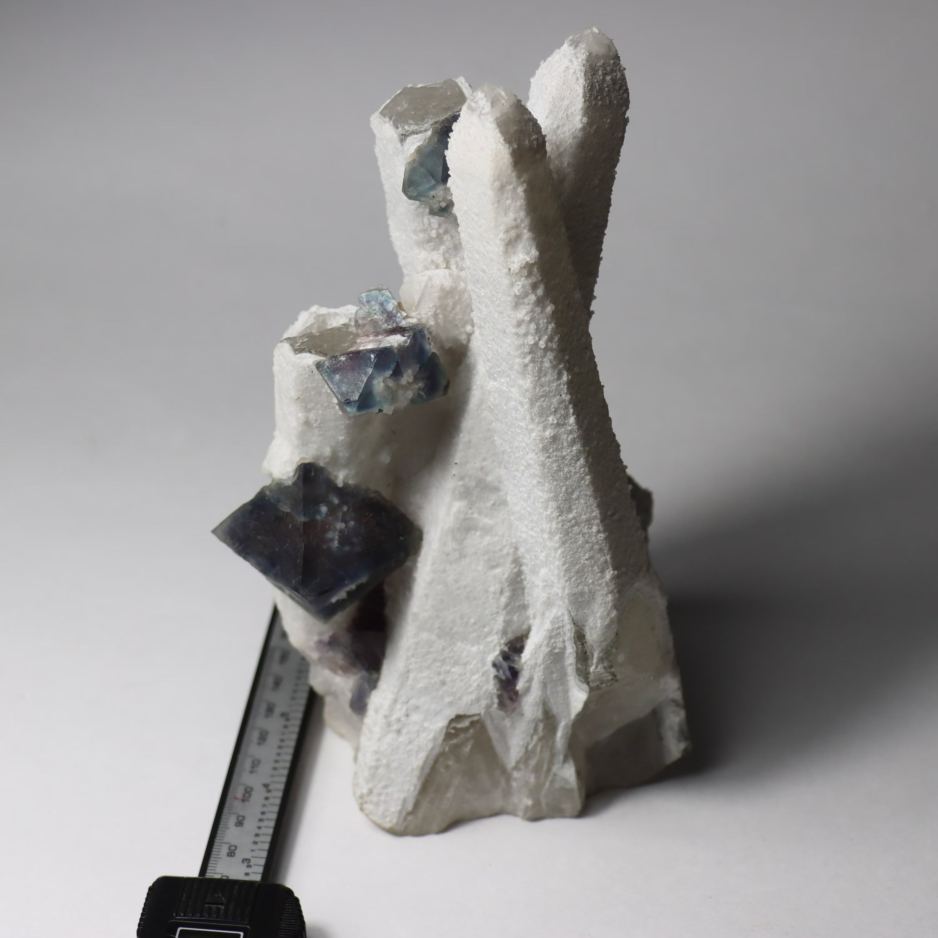 Octahedral Fluorite on Quartz | Natural Fluorite Crystal Specimen from Huanggangliang Mine, Inner Mongolia