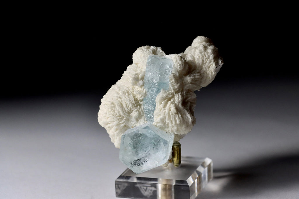 Aquamarine Crystal in Albite Rosettes | Natural Aquamarine Mineral Specimen from Shigar Valley, Pakistan