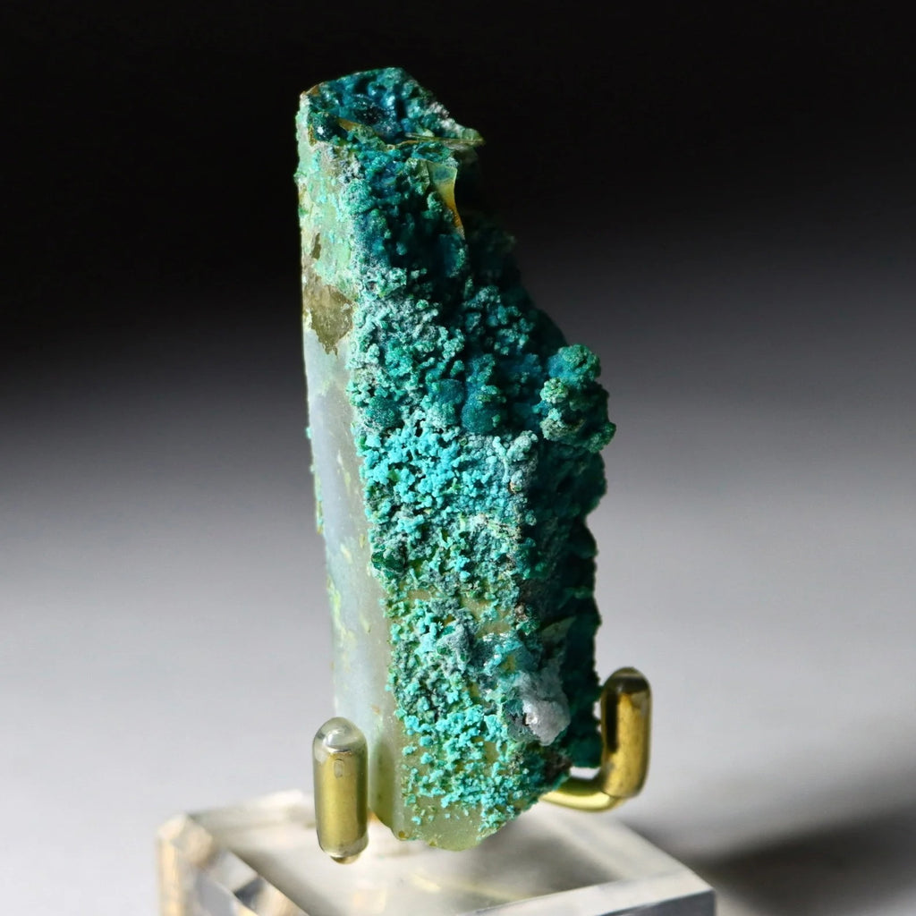 Chrysocolla on Quartz with Malachite | Natural Mineral Specimen