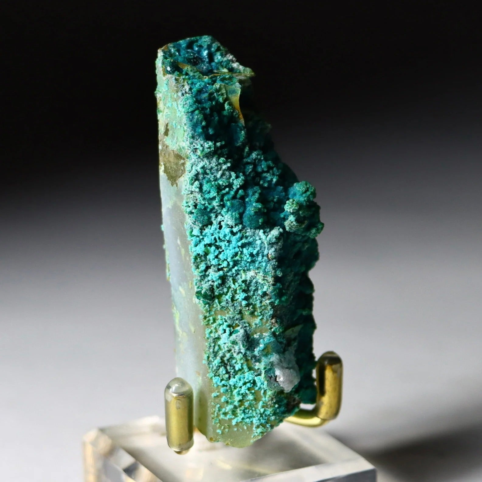 Chrysocolla on Quartz with Malachite | Natural Mineral Specimen