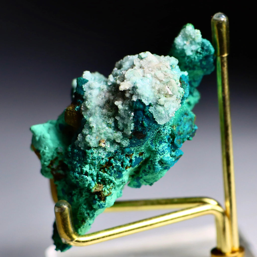 Chrysocolla on Quartz with Malachite & Calcite Pseudomorphs