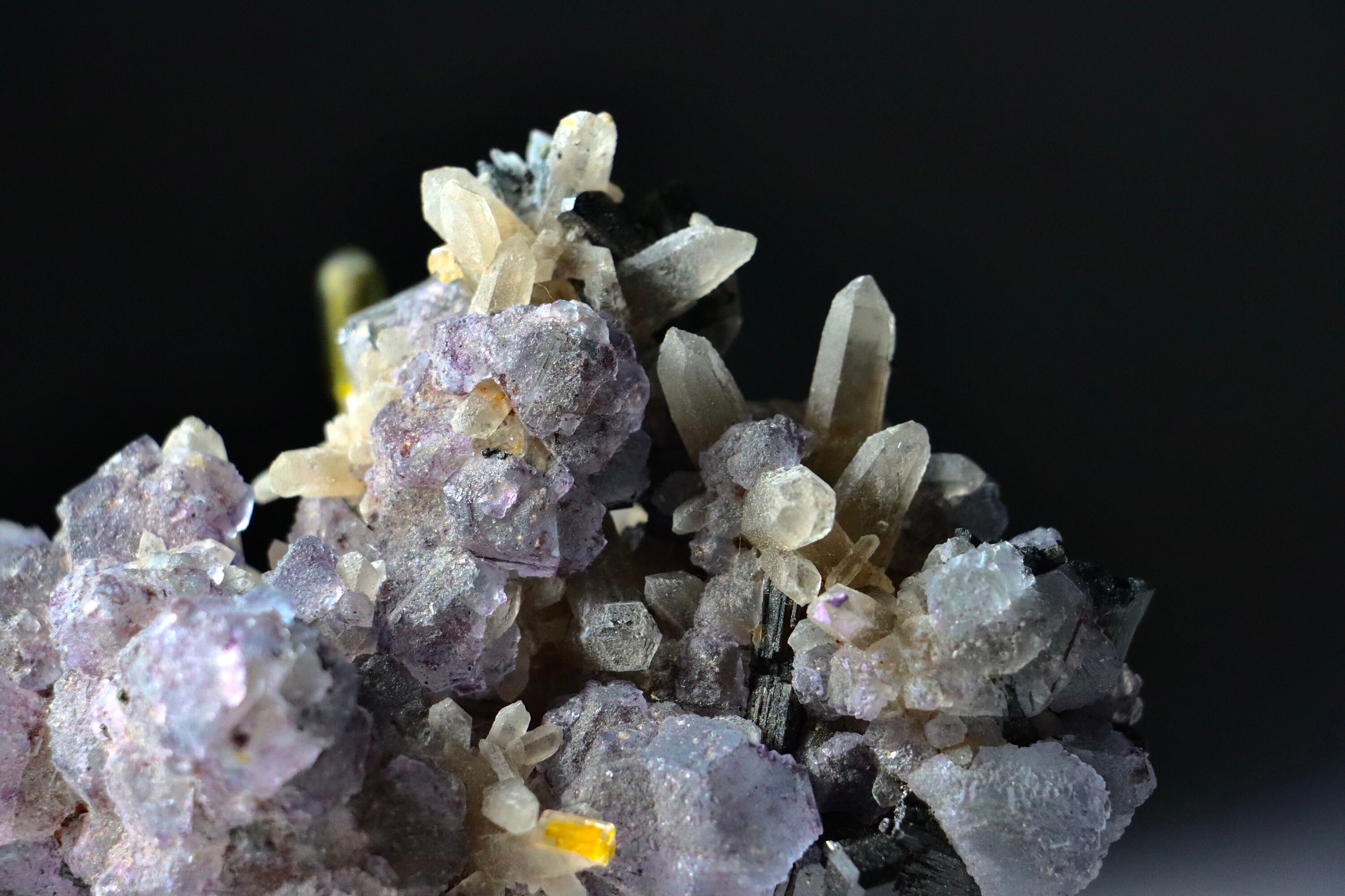 Erongo Fluorite with Goshenite, Quartz & Schorl | Natural Multi-Mineral Specimen from Erongo Mountains, Namibia