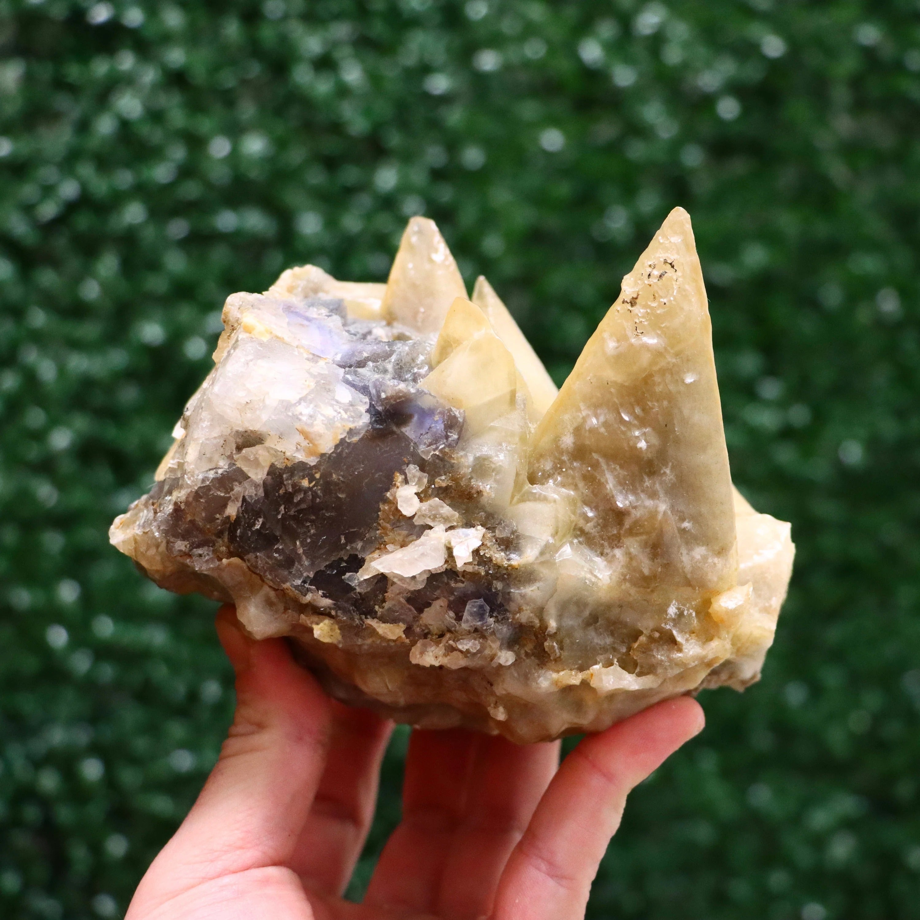 Calcite with Fluorite | Natural Fluorite Crystal Fluorite Gemstone Raw Fluorite Mineral Specimen