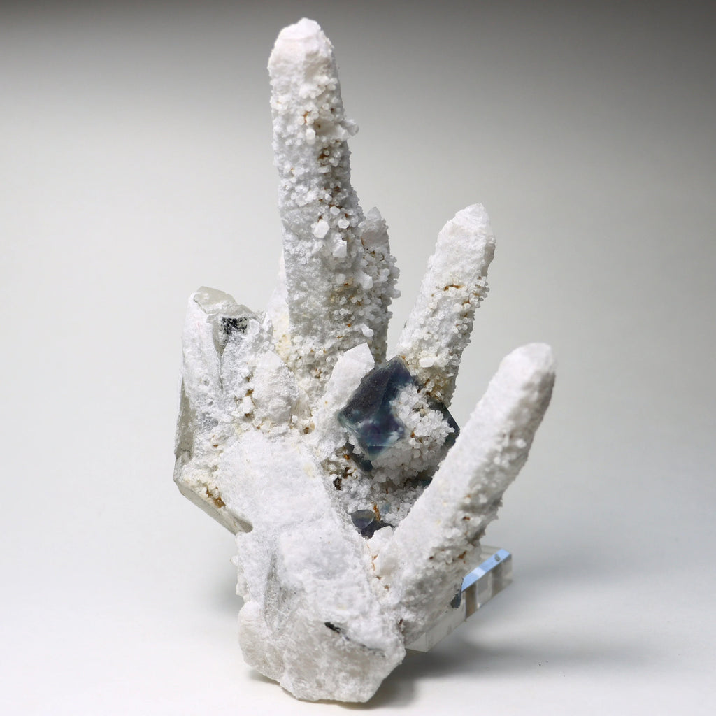 Octahedral Fluorite on Quartz | Natural Fluorite Crystal Specimen from Huanggangliang Mine, Inner Mongolia