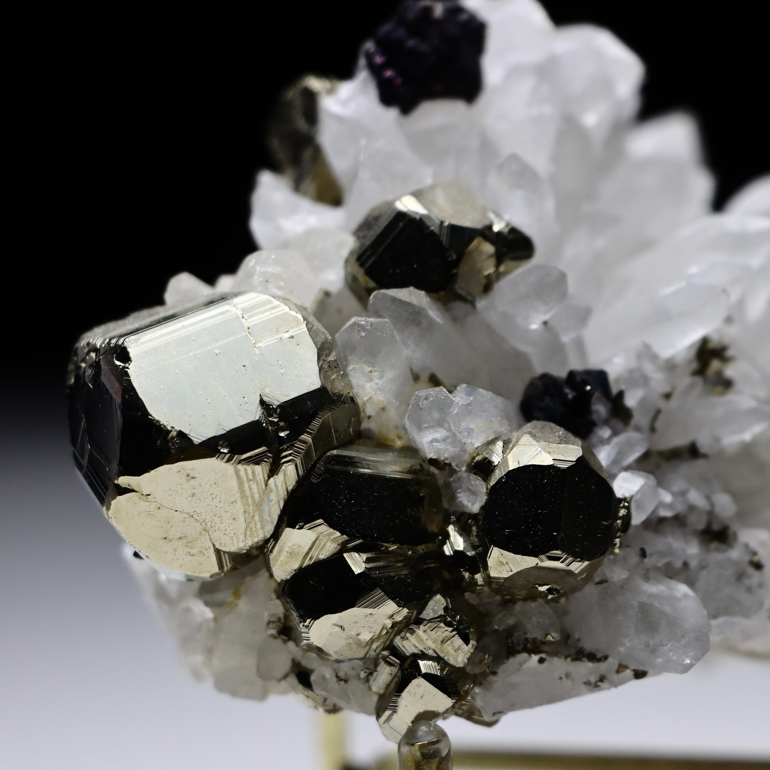 Peruvian Pyrite on Quartz with Sphalerite | Mineral Specimen