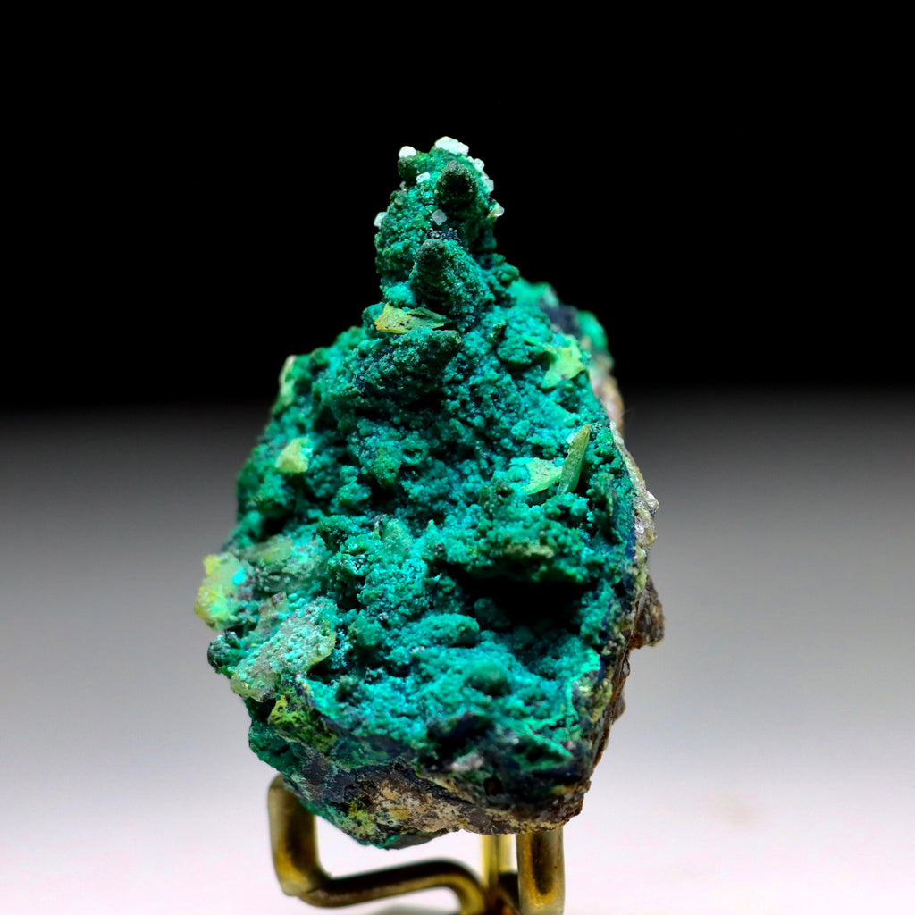 Chrysocolla after Calcite on Quartz with Malachite | Mineral Specimen