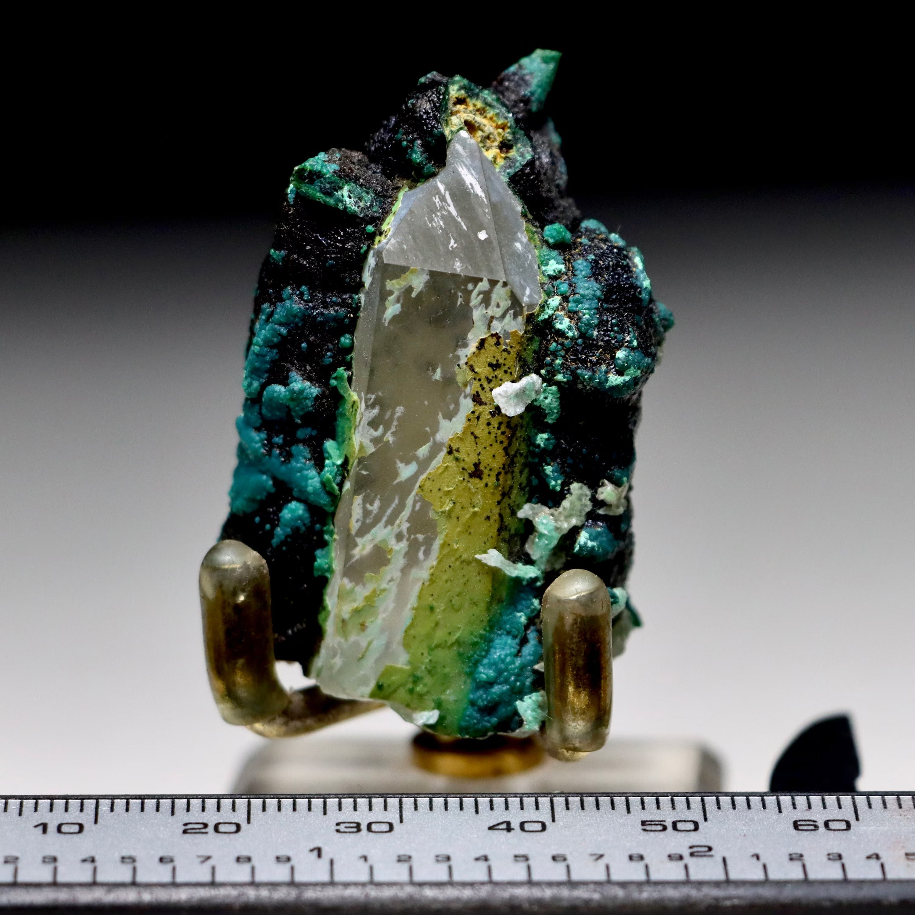 Chrysocolla after Calcite on Quartz | Pseudomorph Specimen