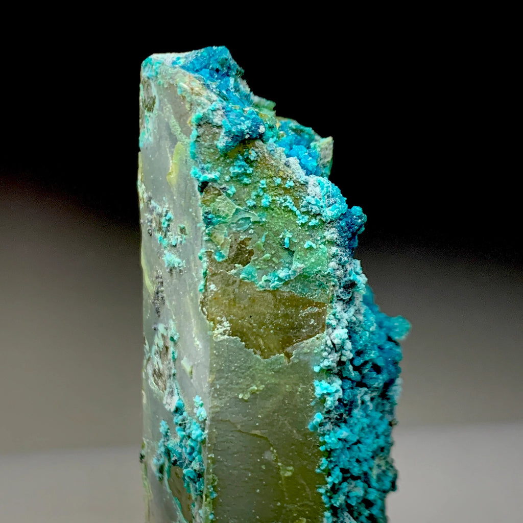 Chrysocolla on Quartz with Malachite | Natural Mineral Specimen