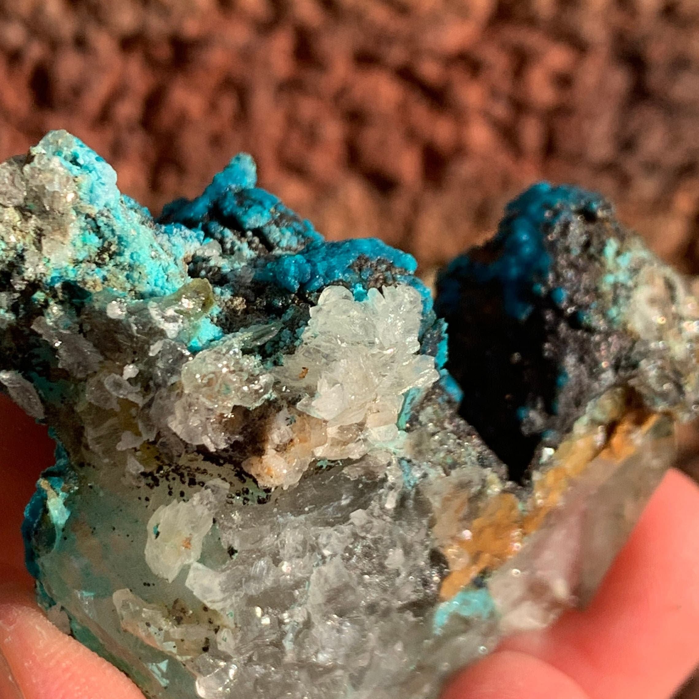 Chrysocolla after Calcite on Quartz | Raw Quartz Crystal Raw Crystal Natural Quartz Stone Healing Crystal Point Quartz Smokey