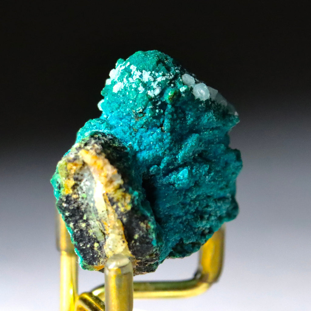 Chrysocolla on Quartz with Calcite Pseudomorphs