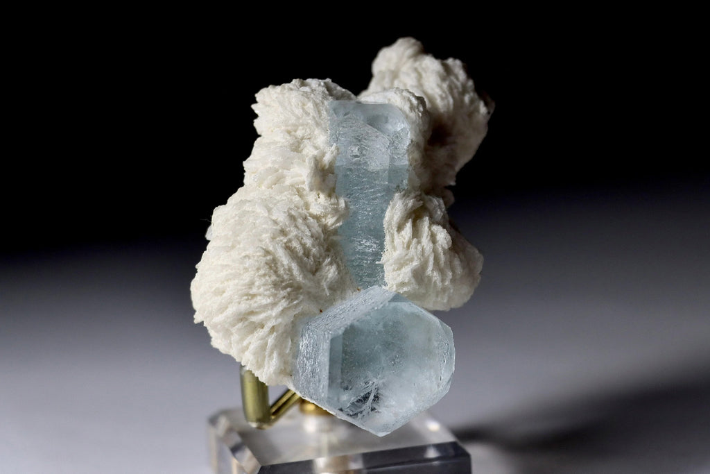 Aquamarine Crystal in Albite Rosettes | Natural Aquamarine Mineral Specimen from Shigar Valley, Pakistan