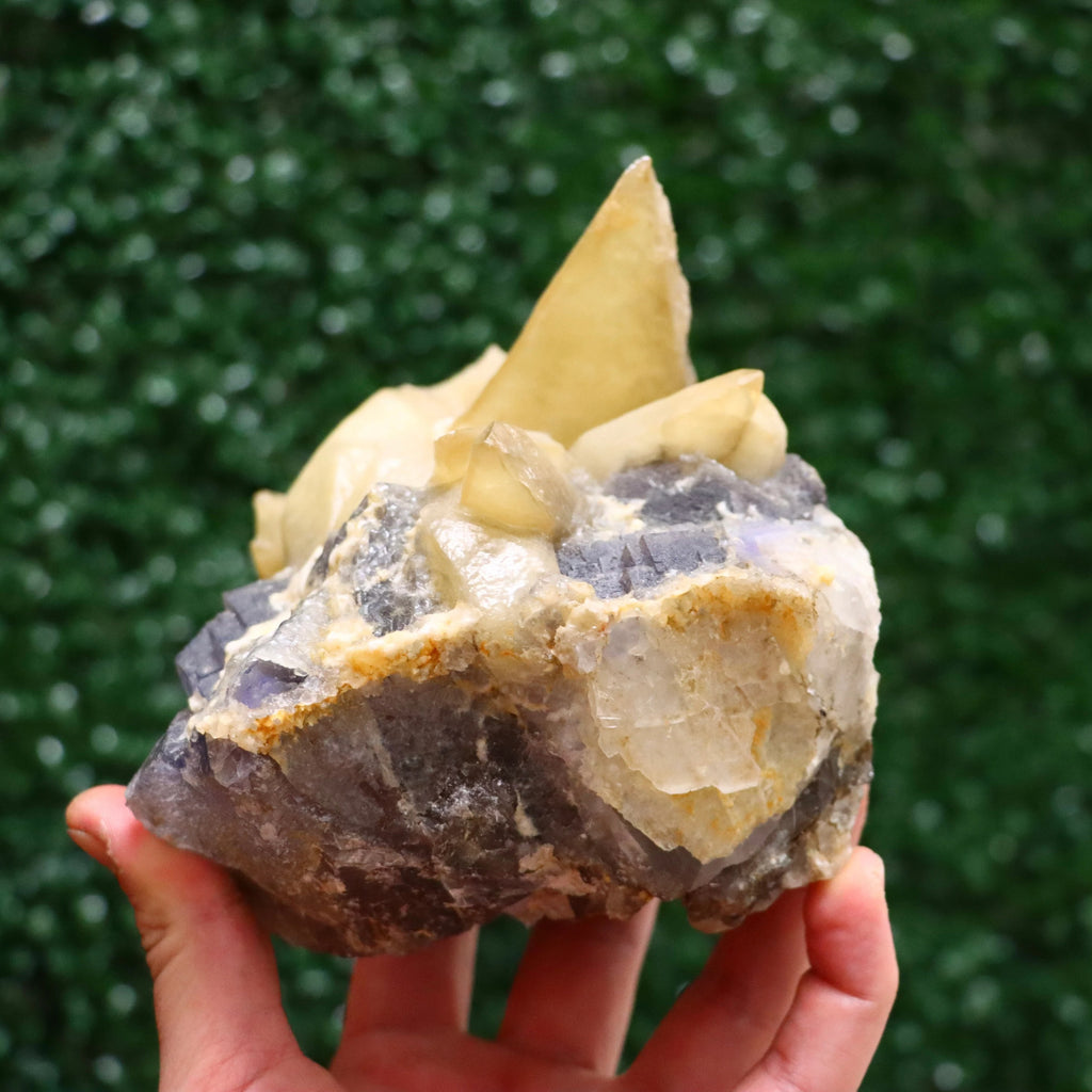 Calcite with Fluorite | Natural Fluorite Crystal Fluorite Gemstone Raw Fluorite Mineral Specimen