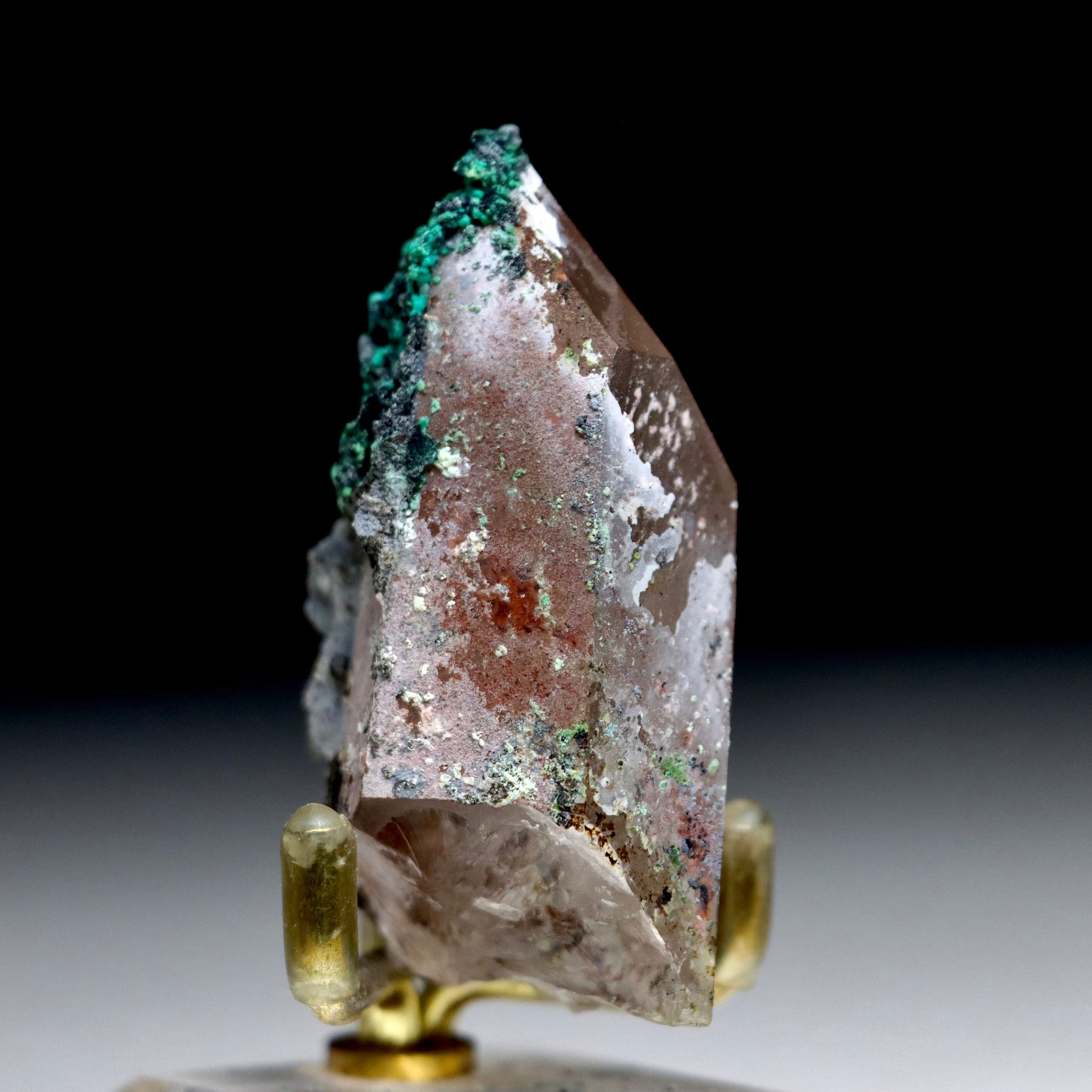 Chrysocolla on Quartz w/ Hematite Malachite & Calcite